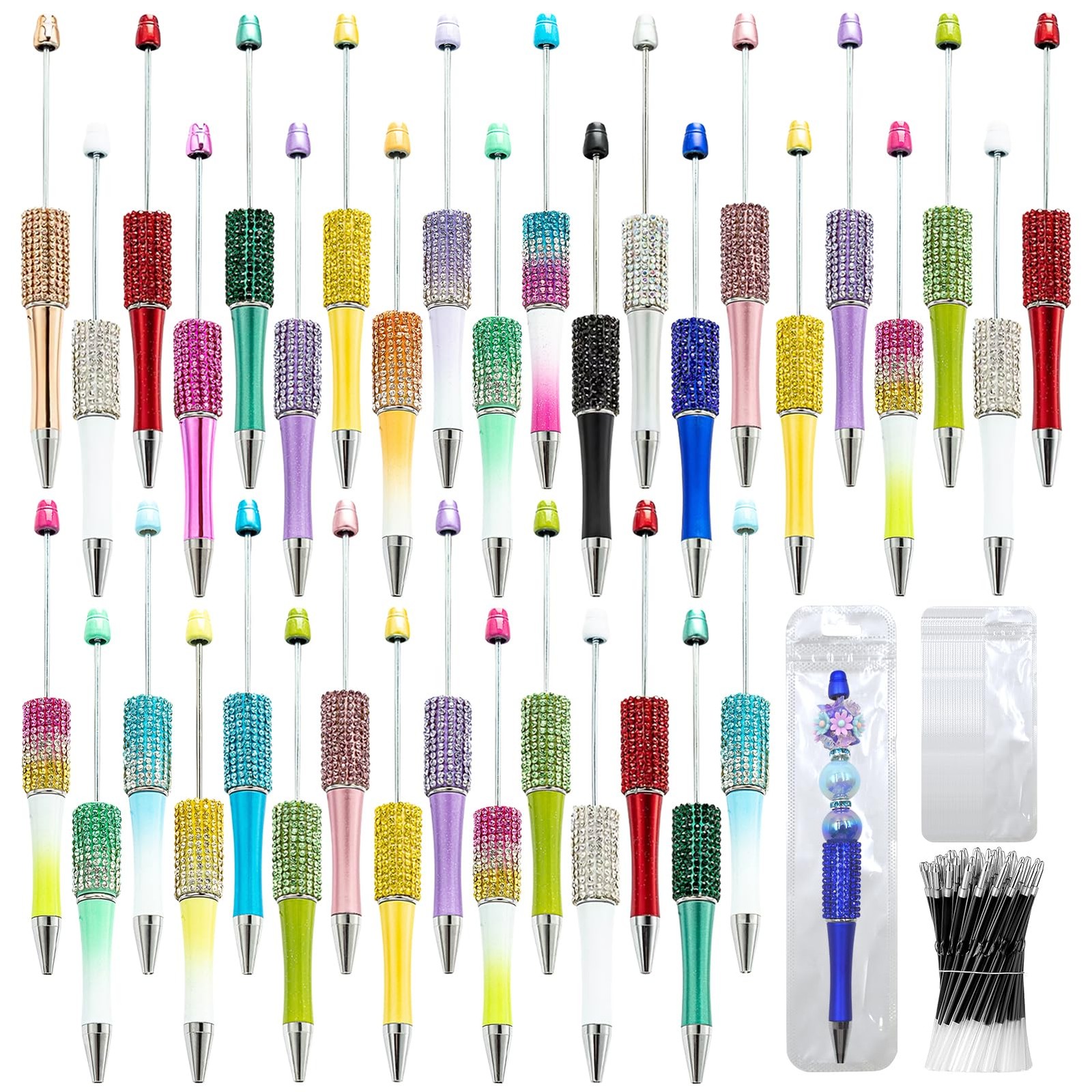 DASTTUIS 75 Pcs DIY Diamond Beadable Pen Kit – 25 Plastic 25, A-Multicolor