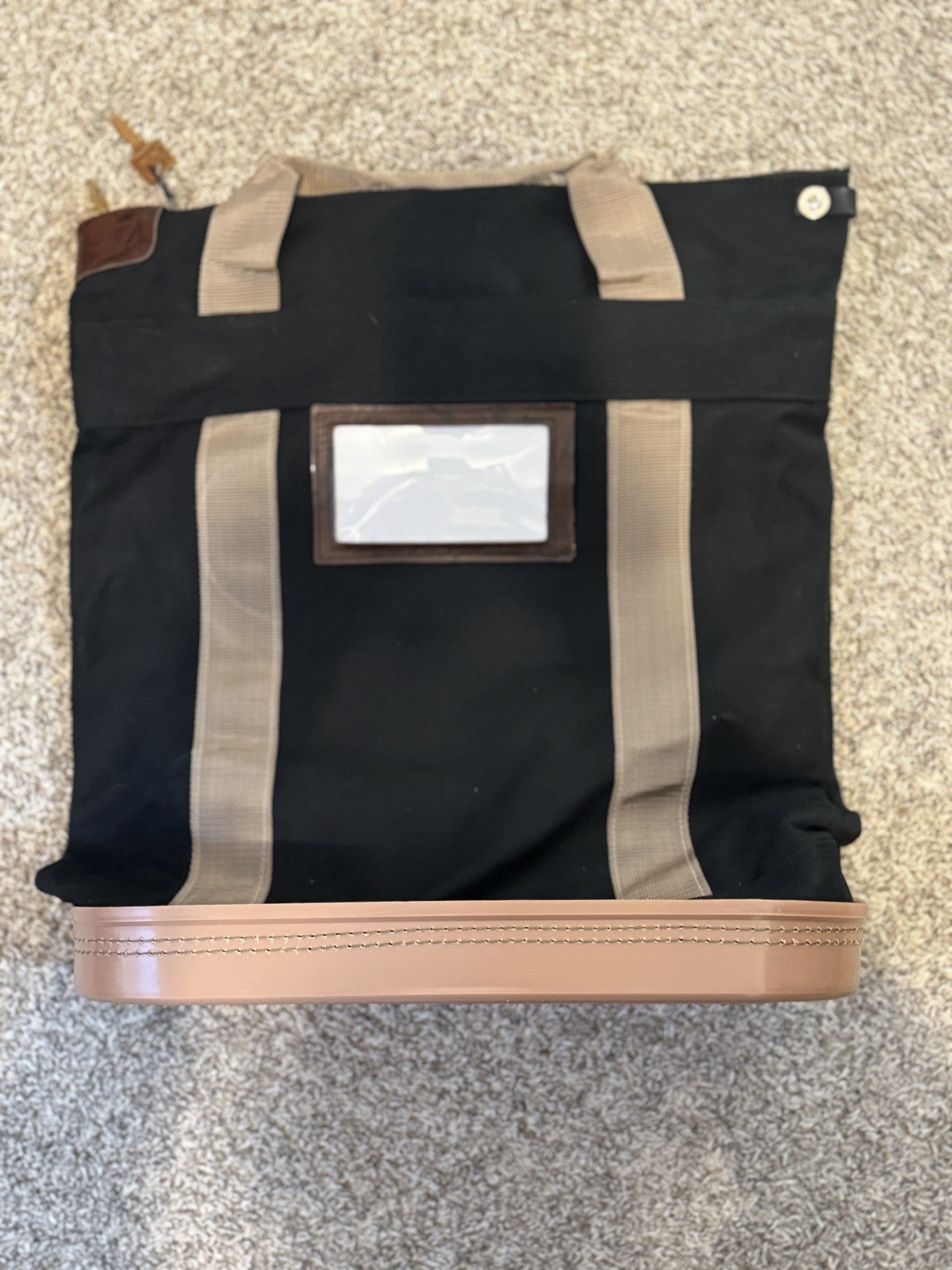 Locking Heavy Duty Security Courier Bag, 18 x 18 x 8 Inch Navy Blue