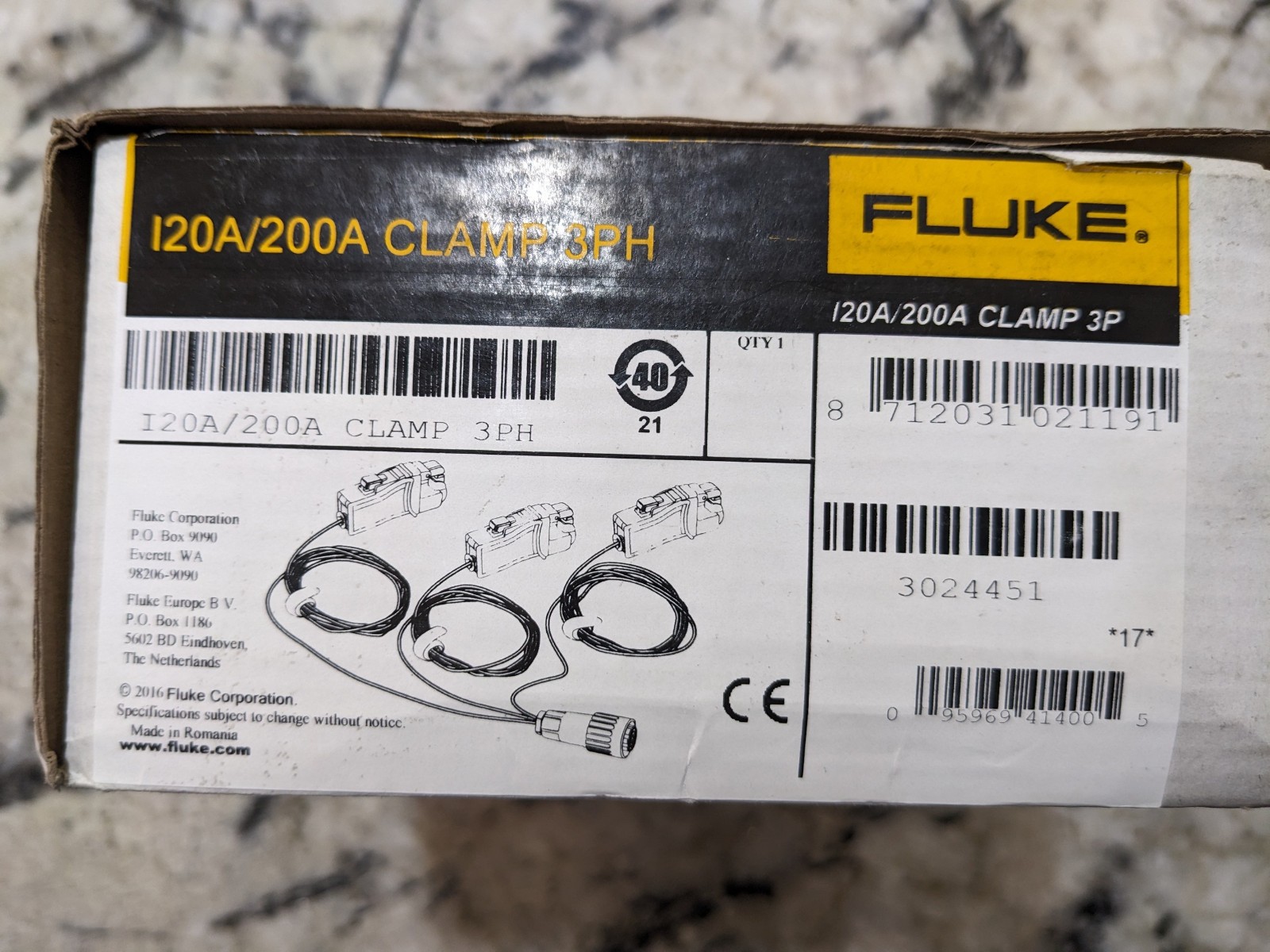 Fluke I20/200A CLAMP PQ3 Fluke 3-Phase Mini Current Clamps 20A/200A Switchable