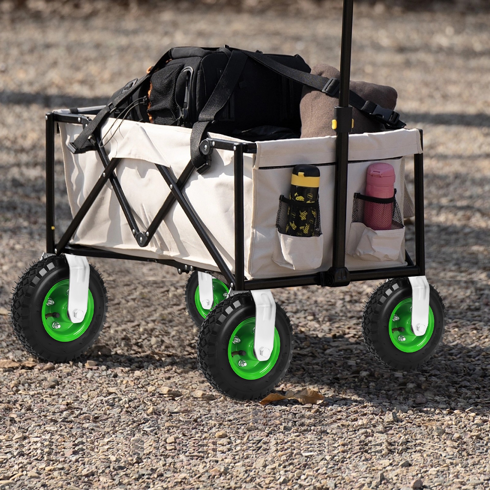4Pcs 8″ Pneumatic Air Tire 2 Rigid + 2 Swivel Wheel HD Farm Cart Caster Large