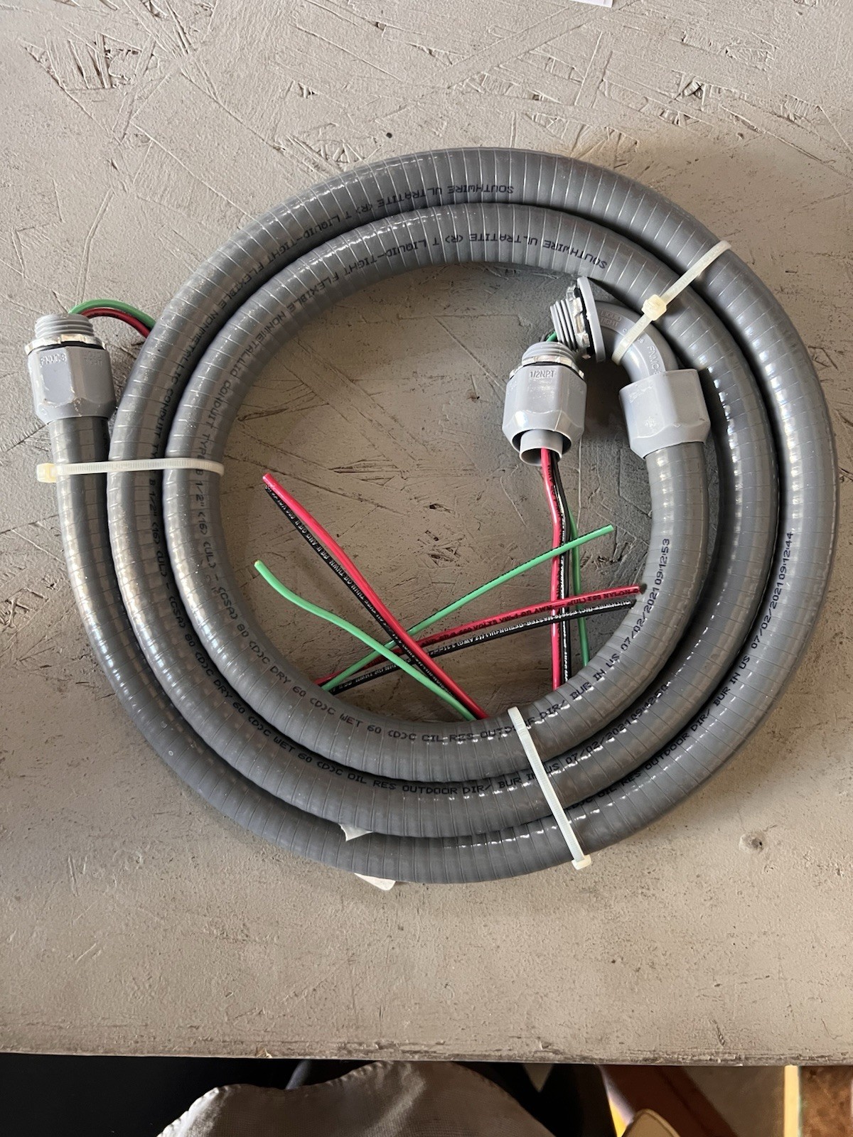 1/2 In. X 6 Ft. 12/3 Ultra-Whip Liquidtight Flexible Non Metallic Pre Wired