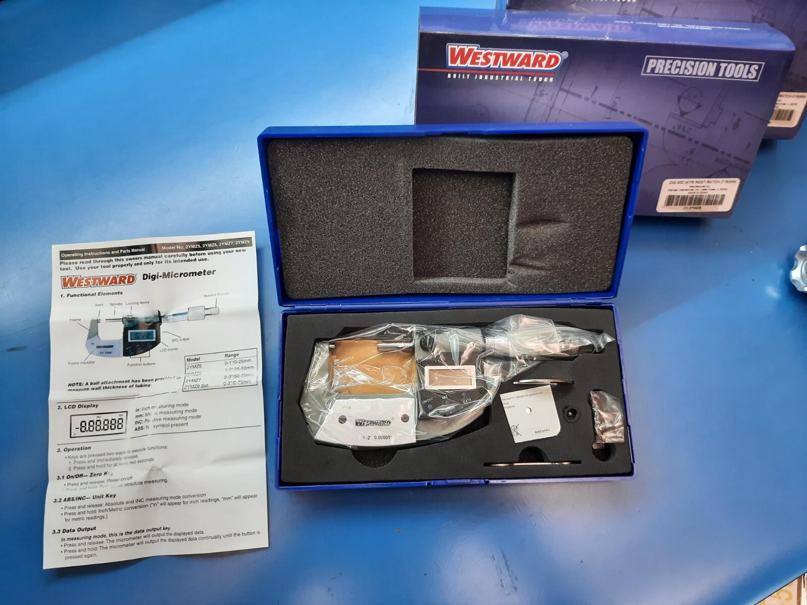 Grainger Westward Digital Outside Micrometer 1-2″ .00005″ IP54 Ratcheting NEW