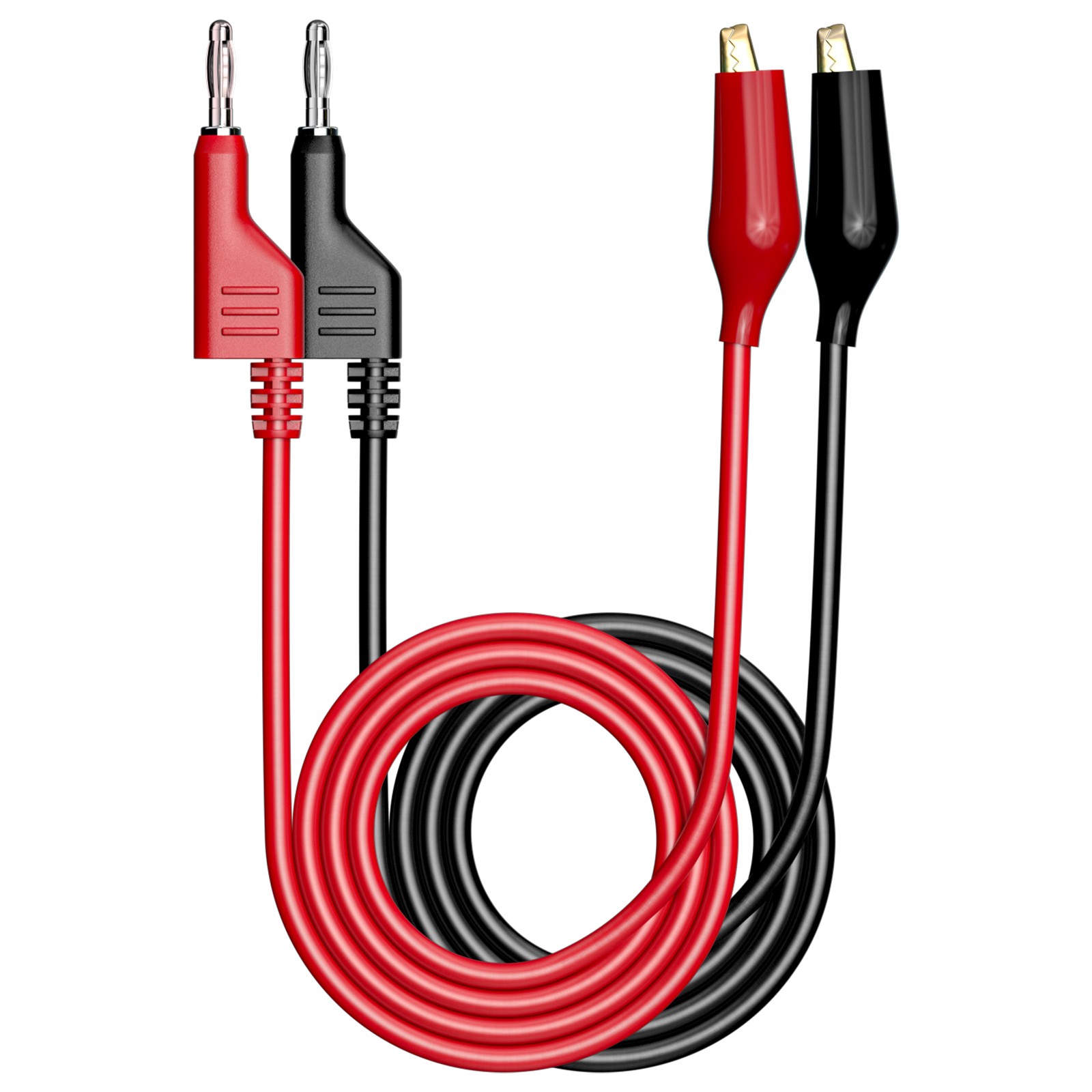 Stackabe Banana Plug to Alligator Clips Test Leads Flexible Wire Cable Red Black