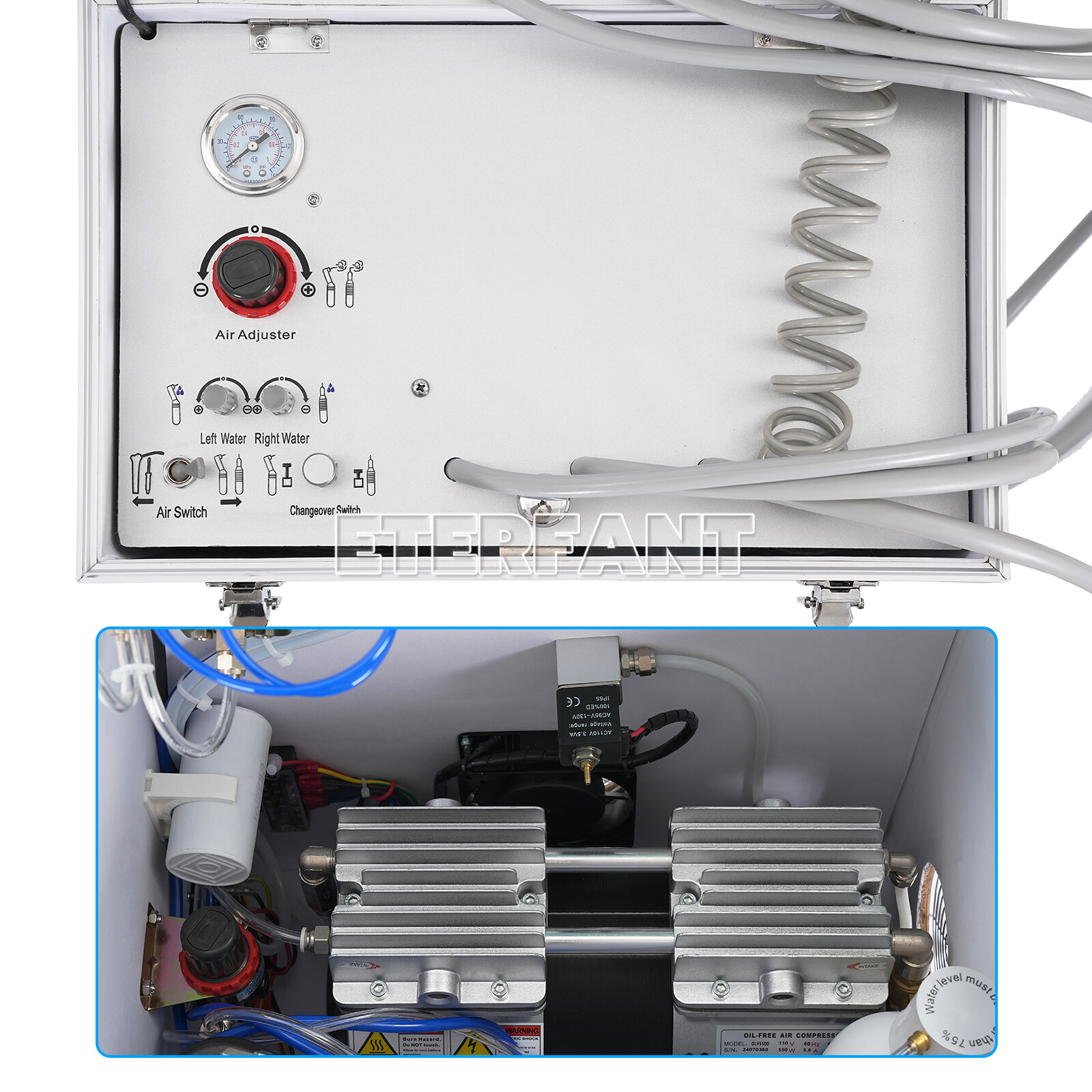 ETERFANT Portable Dental Delivery Unit Air Compressor Suction System 4Holes
