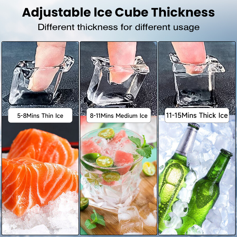 Commercial Ice Maker Machine 550lbs/24h 360LBS Storage Bin 210 Ice in 4-15Min