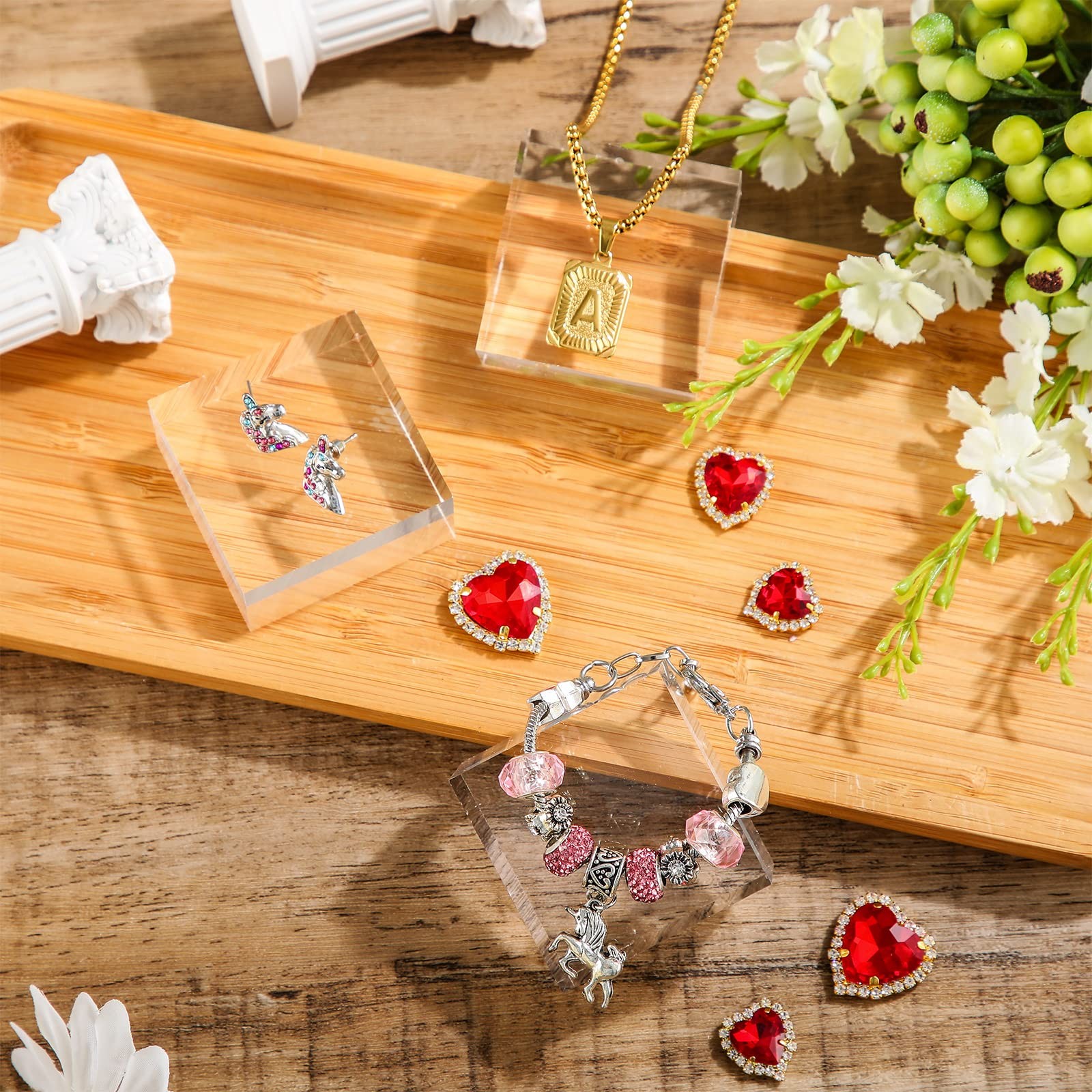 Vicenpal 4 Pieces Acrylic Square Display Block 2 x 1 Inches Clear clear