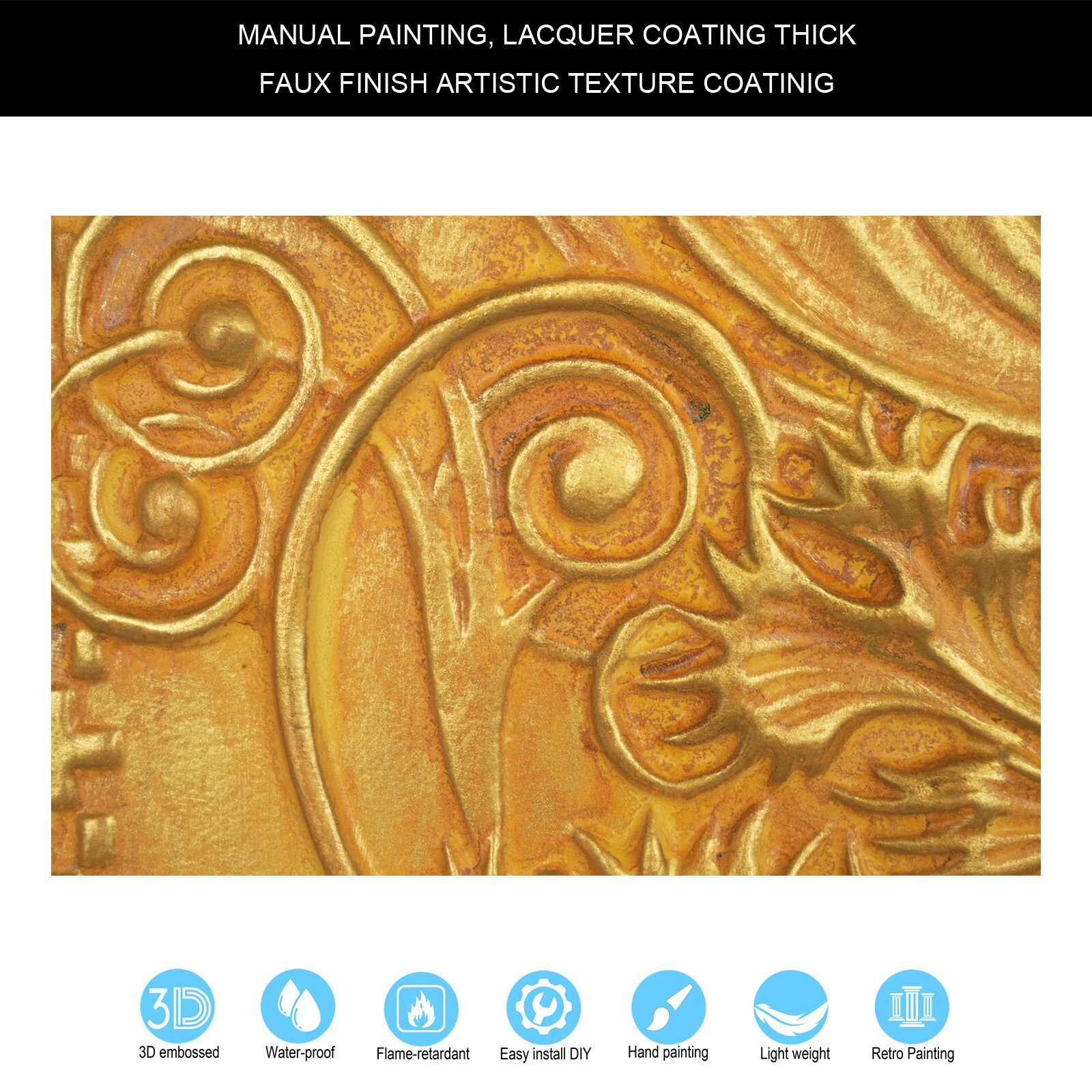 Artistic 3D Ceiling Tile Embossed Interior Wall Panel PL62 golden 10pcs/lot
