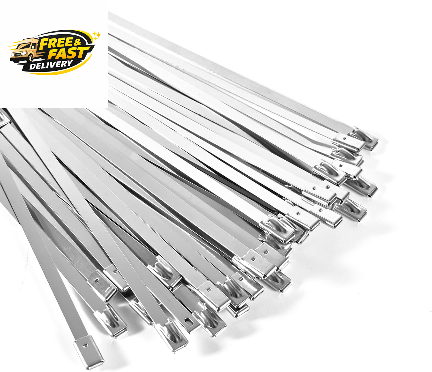 100-Pack Metal Zip Ties 11.8 Inch, Heavy Duty 304 Stainless Steel Self-Locking
