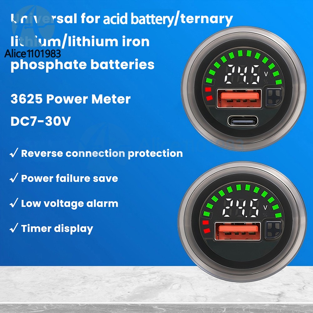 DC 7-30V Waterproof Digital Voltage Battery Capacity Level Indicator Voltmeter