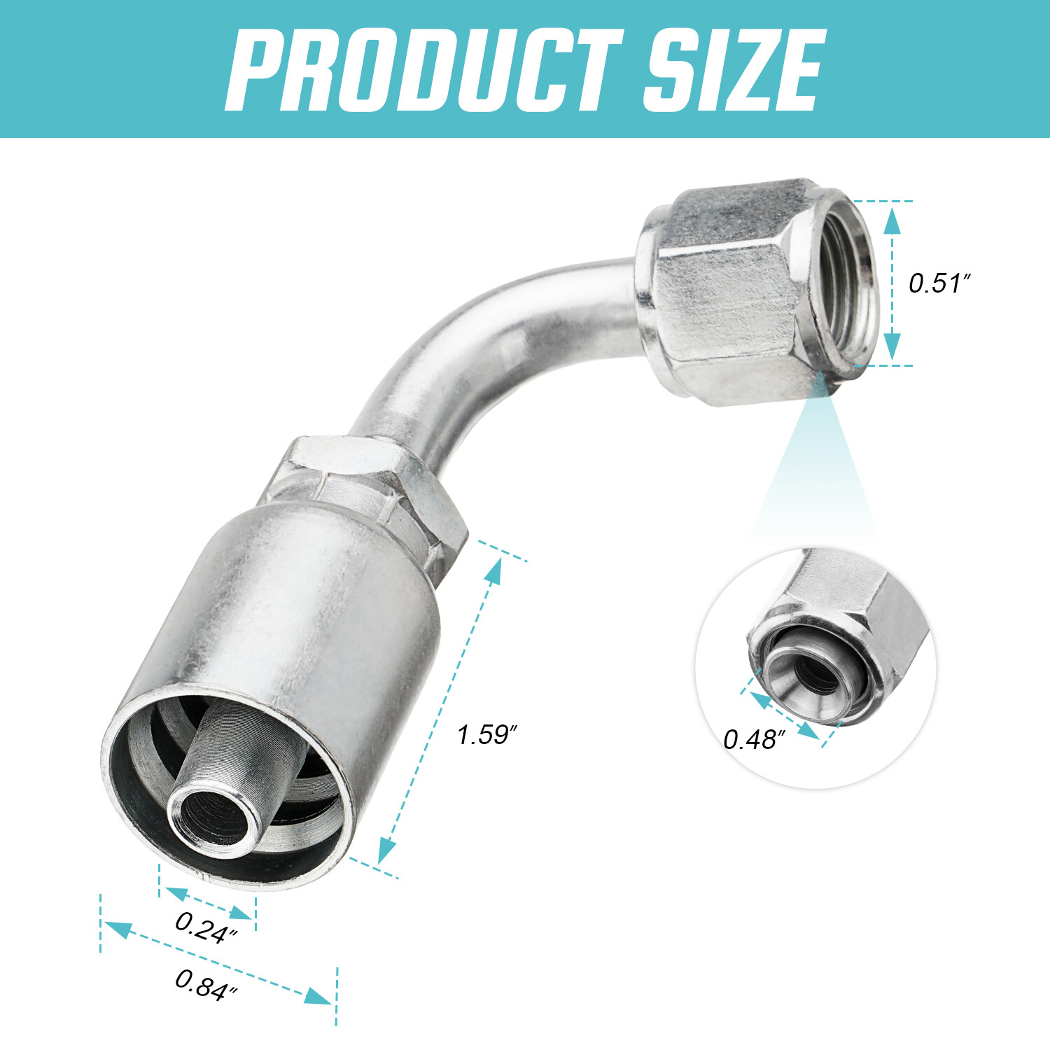 NEW 10x 13943 6-6 PK STYLE HYDRAULIC HOSE FITTINGS 3/8″ Hose 3/8″ FJIC 90 Degree
