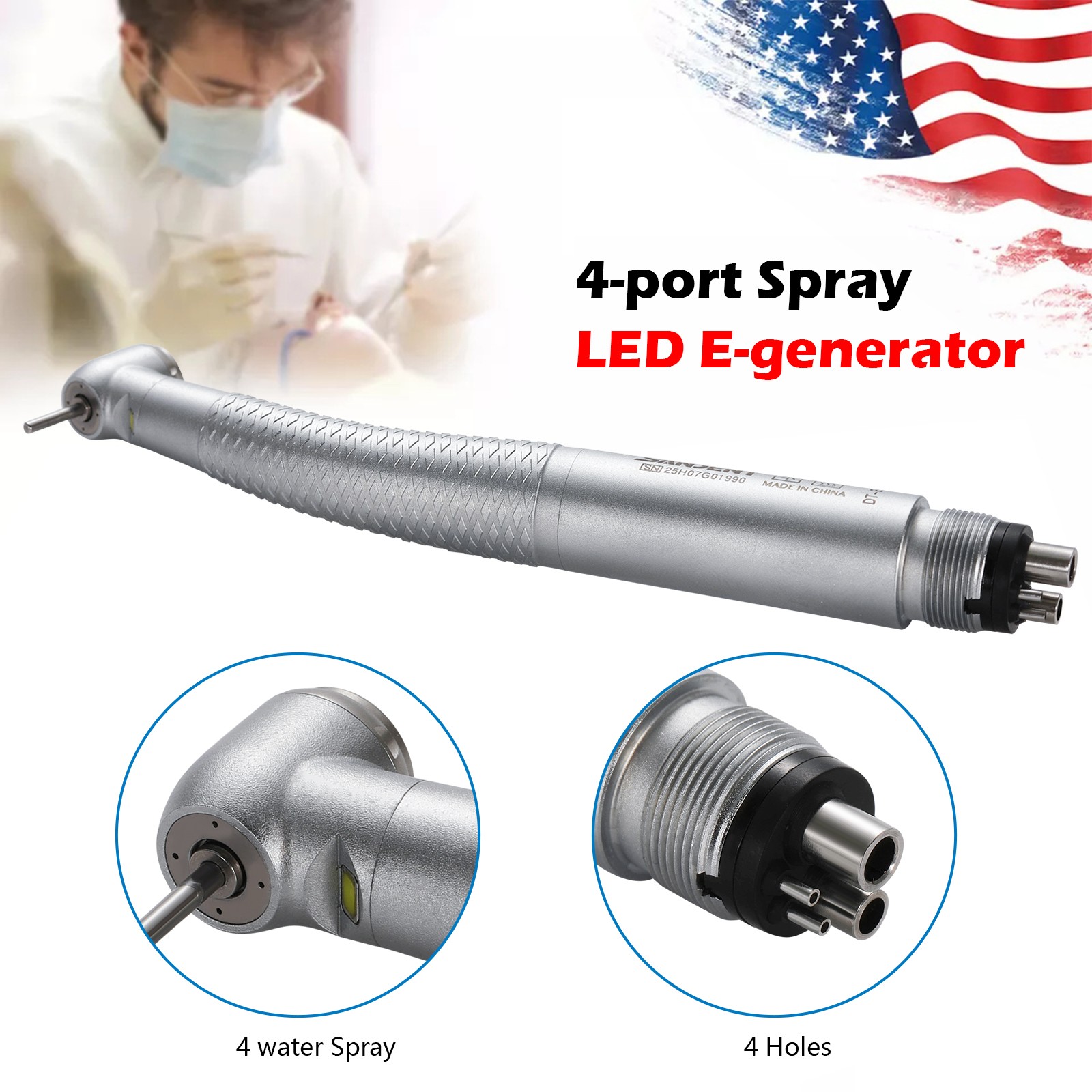 Dental LED handpiece integrate E-generator Handpiece 4H 4 water spray Electric
