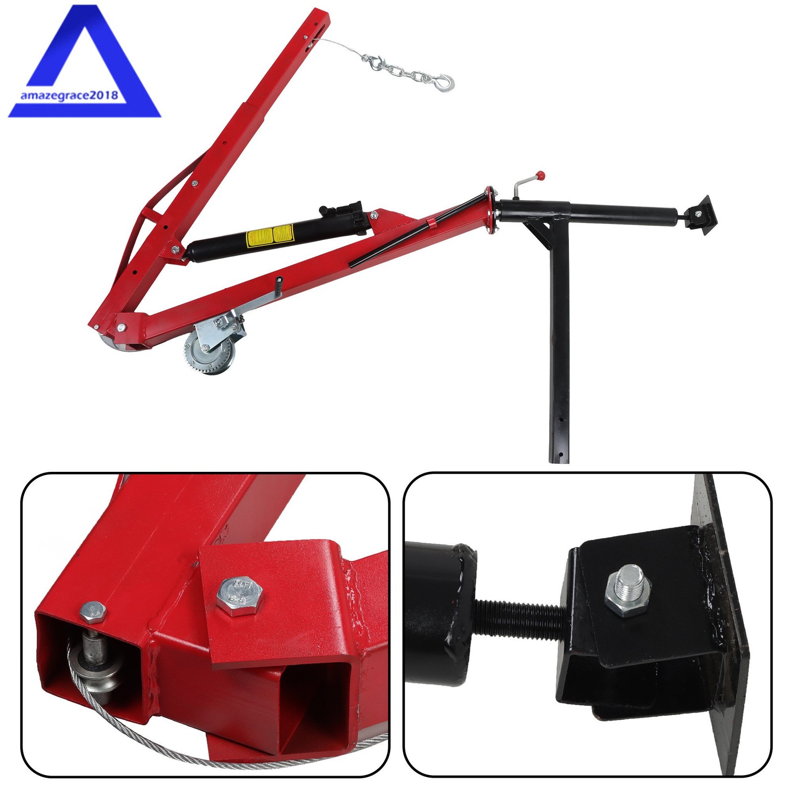 500 LBS Pickup Truck Hydraulic Dock Jib Engine Hoist Crane Mount Lift 2″ Hitch
