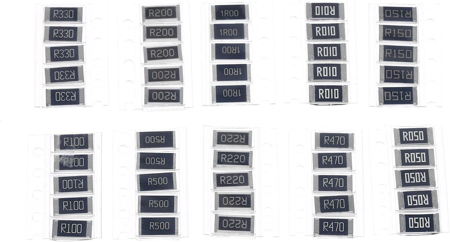 Surface Mount Device Resistor Kit 50Pcs 0.01R-1R Ohm 10 Values 1 Tolerance 1W