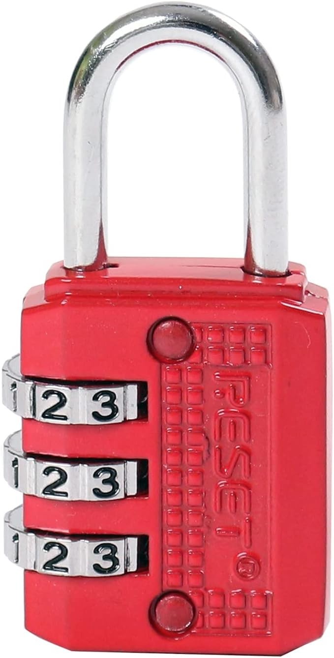 Stylish Red 3-Digit Combination Padlock – Ideal for Travel & Everyday Use
