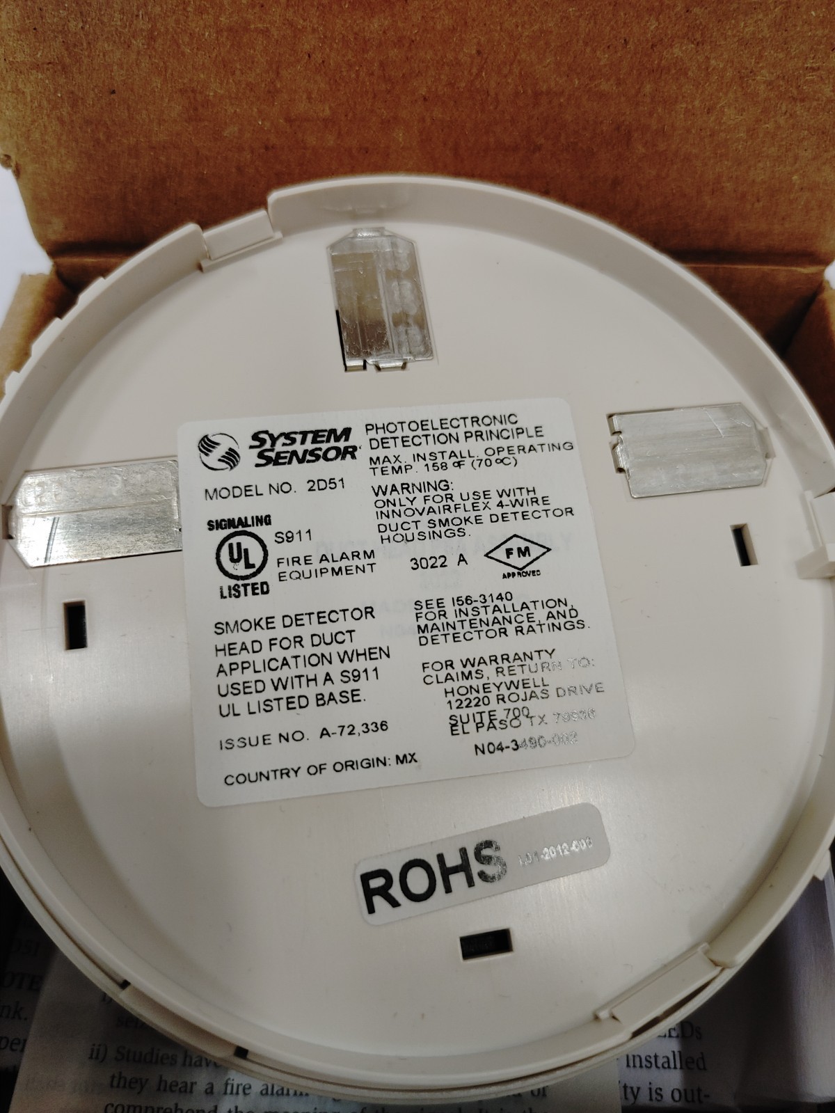 System Sensor 2D51 Photoelectric Smoke Detector SURPLUS OLD STOCK