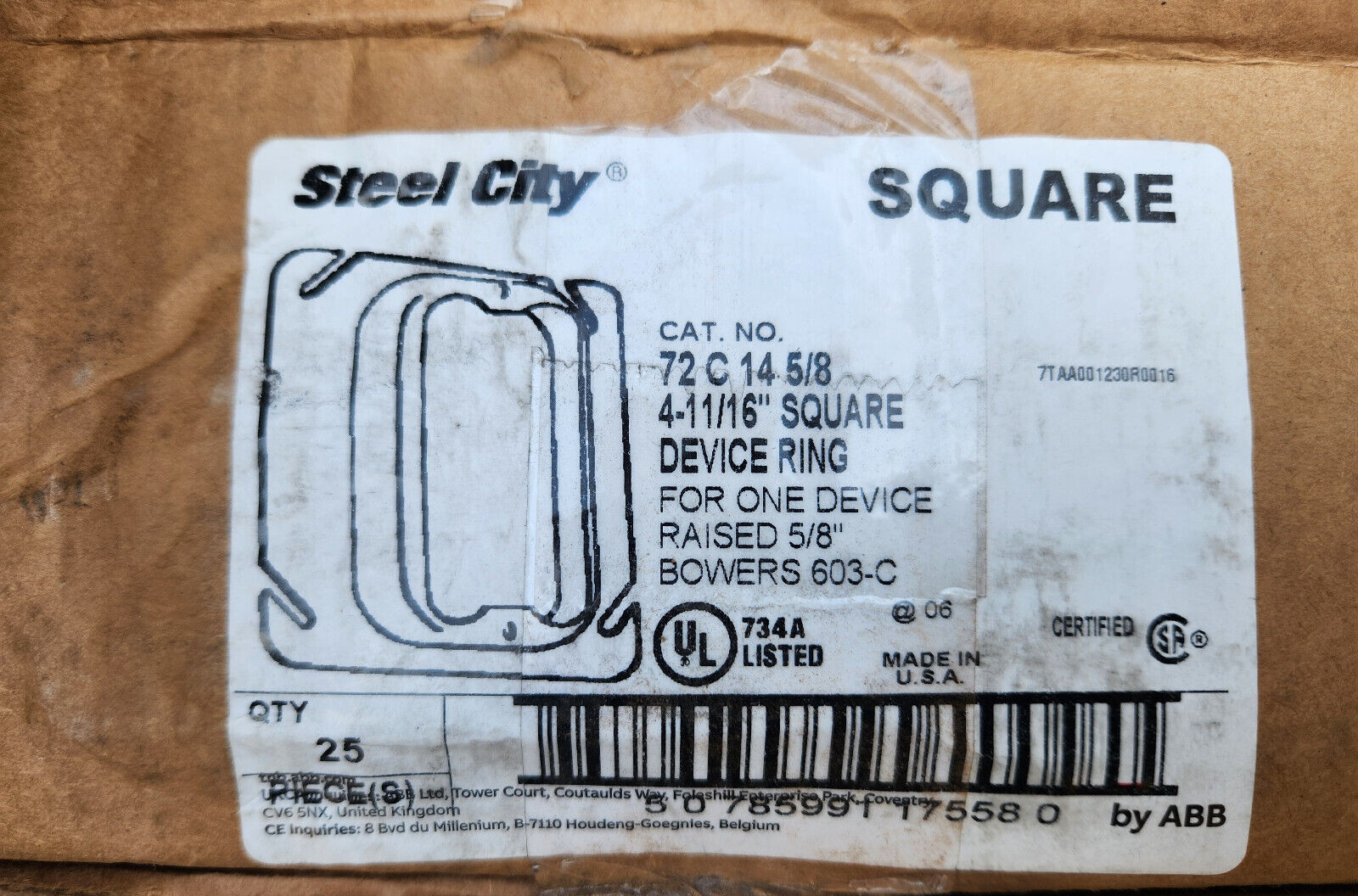 (25 Pcs) Steel City 5/8 Square Device Ring 4-11/16″, 72 C 14