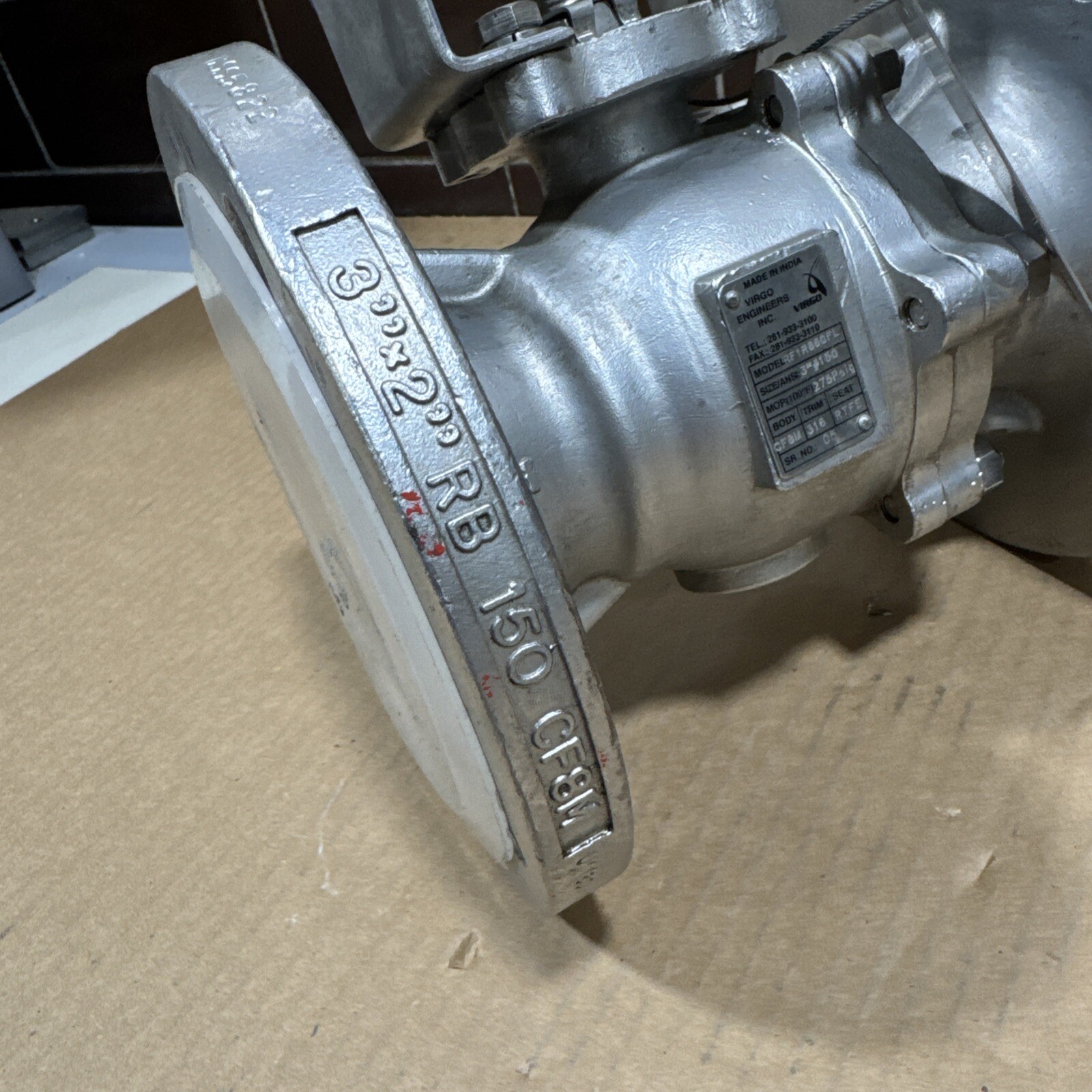 *NEW* Virgo Engineers Actuated Ball Valve RF1-R-66G-F-L 3” #150 275PSIG CF8M