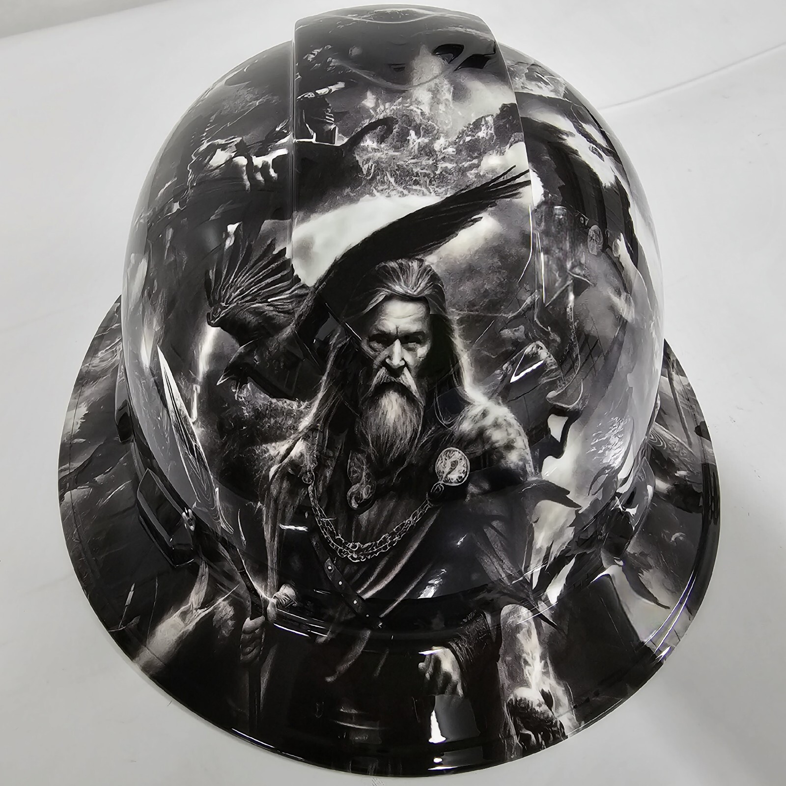 full brim VENTED hard hat custom hydro dipped IN THE VIKING LORD NORSE VIKING