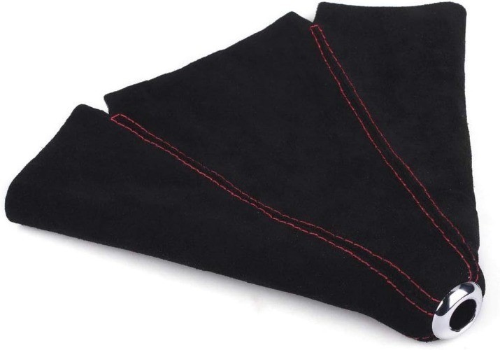 Suede Leather Shift Boot with Red Stitch Manual or Auto Gear Shifter Cover Red