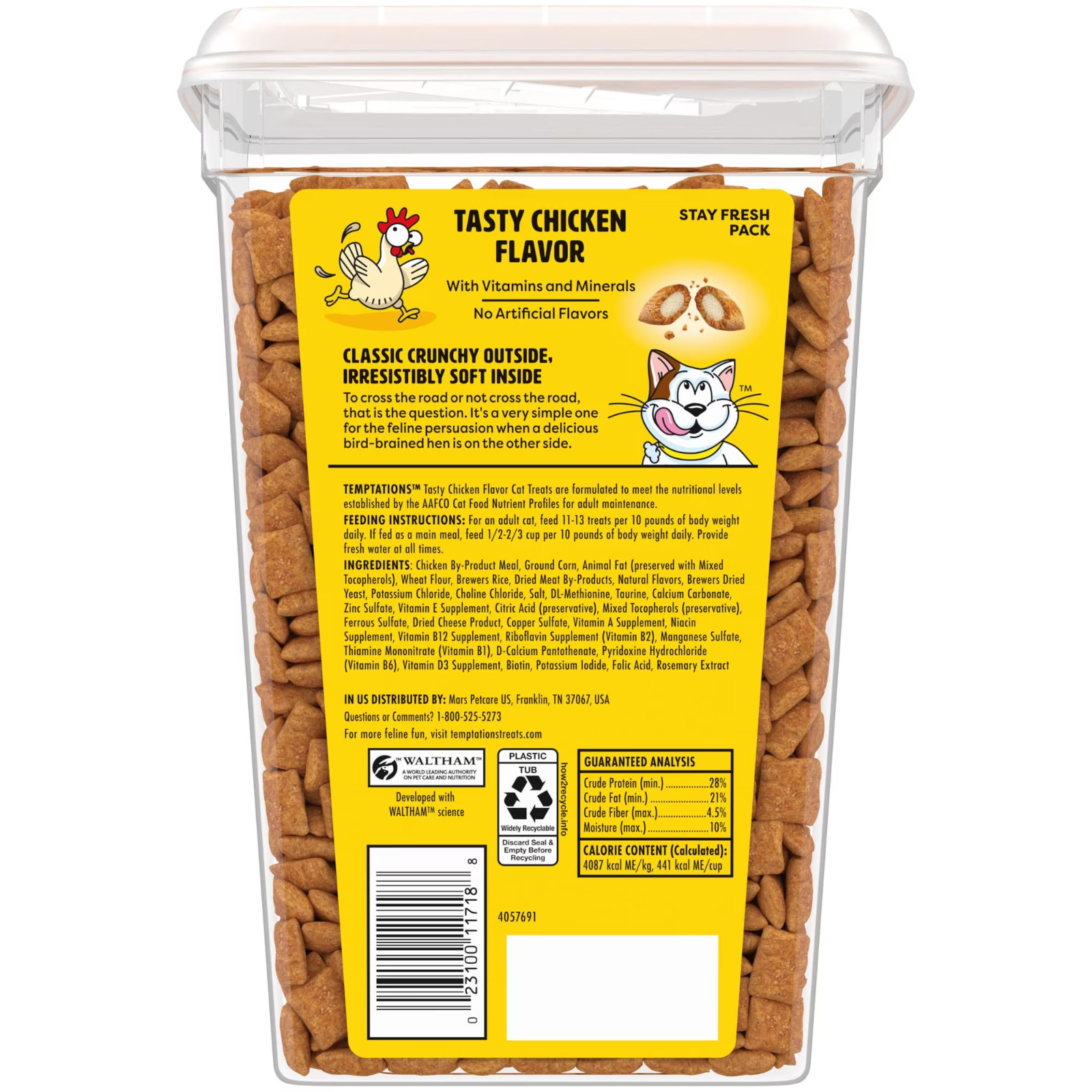 3 Tub TEMPTATIONS Classic Crunchy and Soft Cat Treats Tasty Chicken Flavor 30 oz