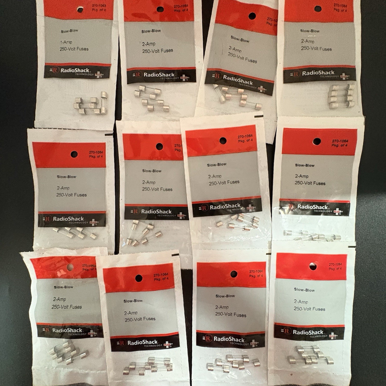 Huge NOS Vintage RadioShack Fast-Acting Mixed Amps Glass Fuse Lot 34-Packs 136pc