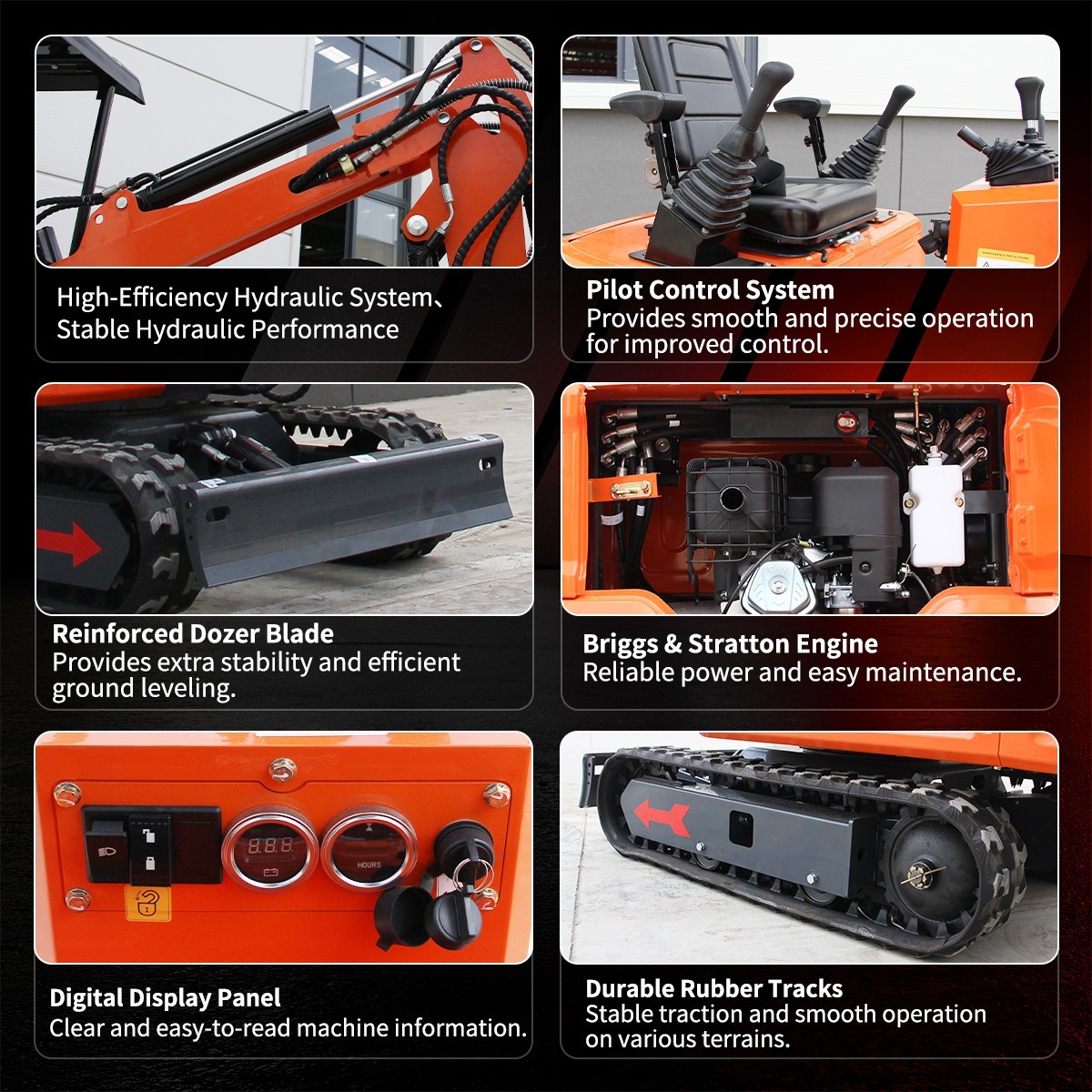 1 Ton Mini Excavator + Mini Skid Steer Loader 13.5HP B&S Gas EPA Free Shipping