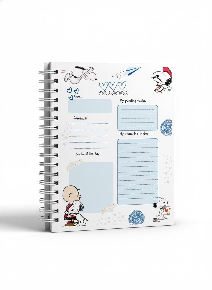 Daily planner Cute Personalized Peanuts, Snoopy-Inspired Hardcover Journal,