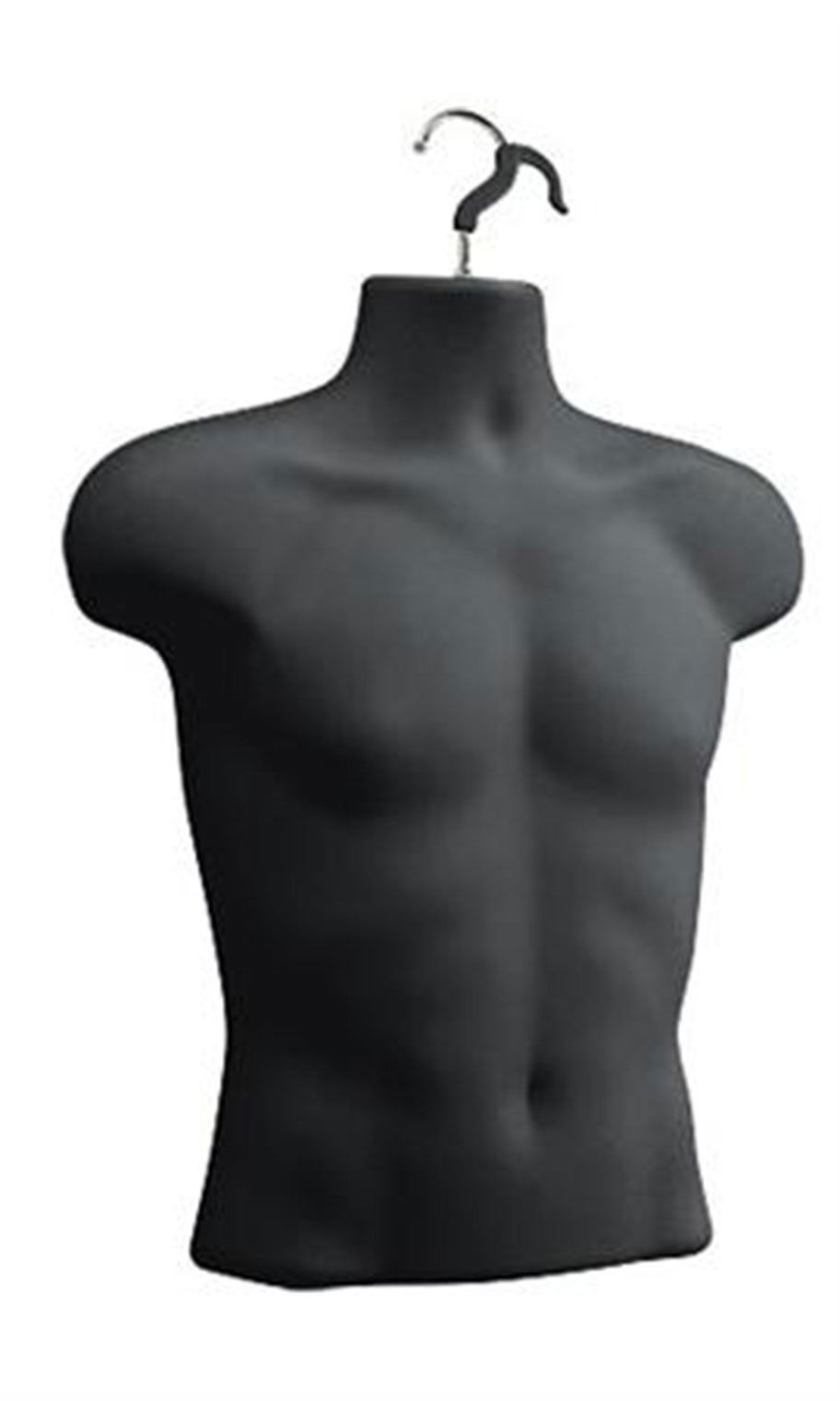 3 Forms Molded Man’s Shirt Torso Frosted Fits S-L Hanging Male Mannequin Black