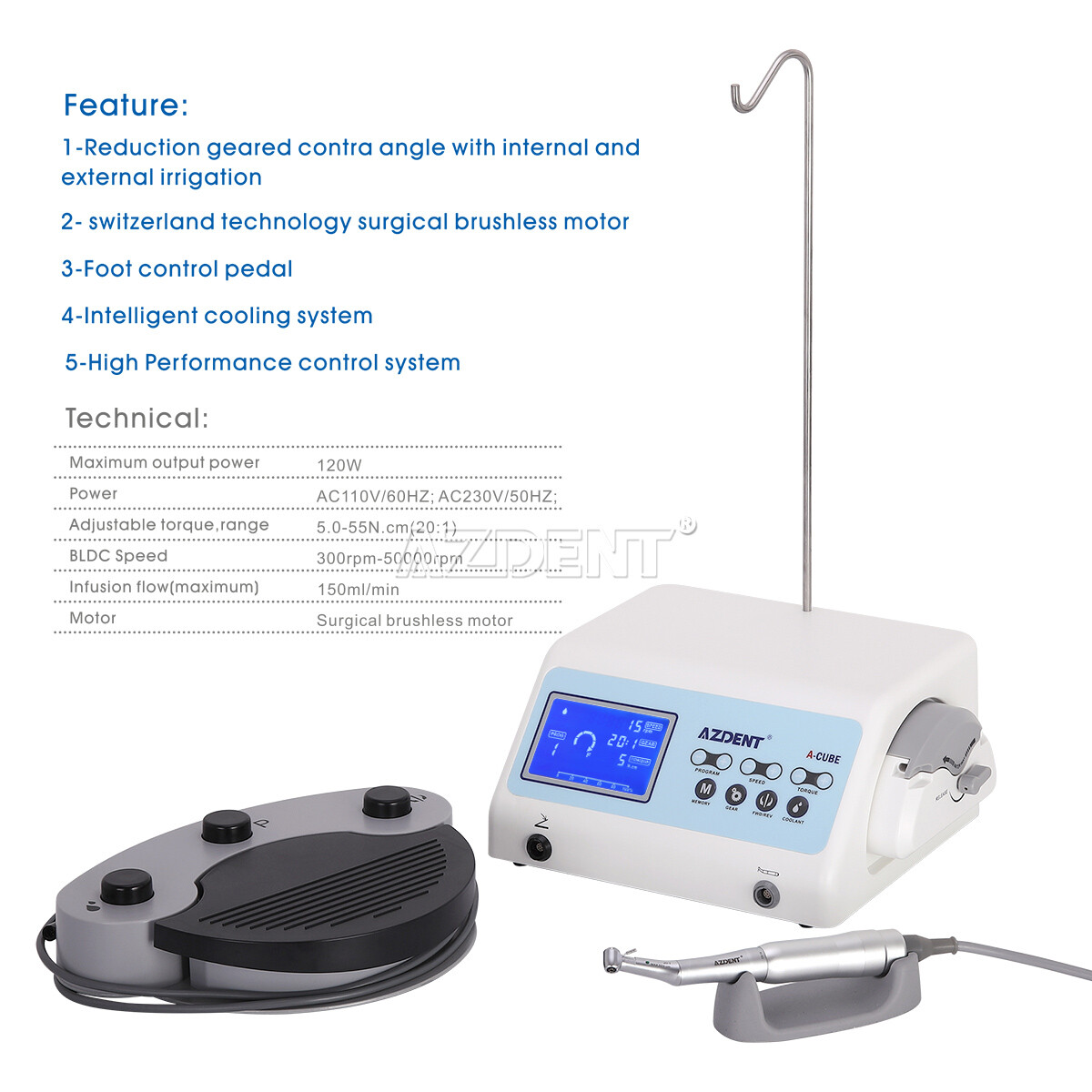 Dental Implant Machine System Surgical Brushless Drill Motor 20:1 Handpiece