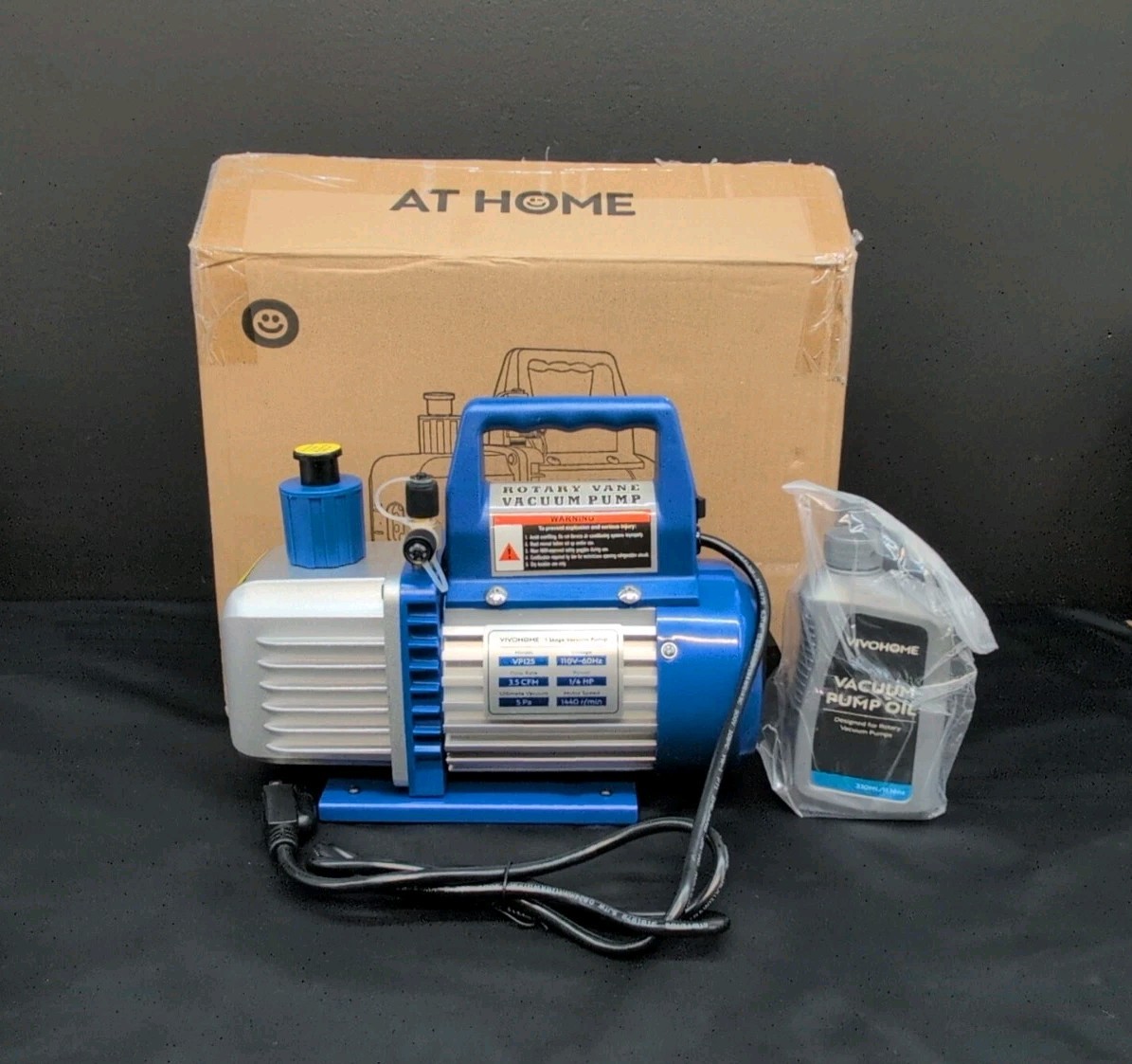 VivoHome 110V 1/4 HP 3.5 CFM Single Stage Rotary Vane Air Vacuum Pump Oil Bottle