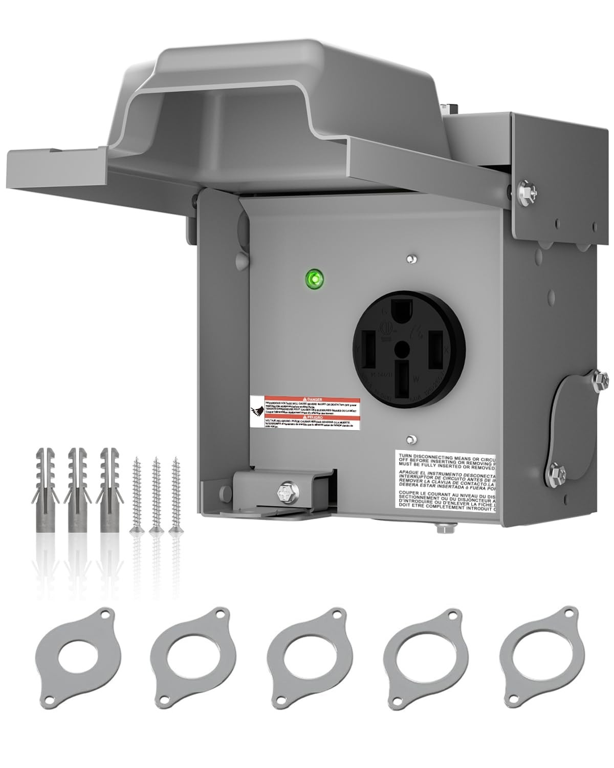50 Amp RV Power Outlet Box, 125/250V Enclosed Lockable NEMA 14-50R Box, Weath…