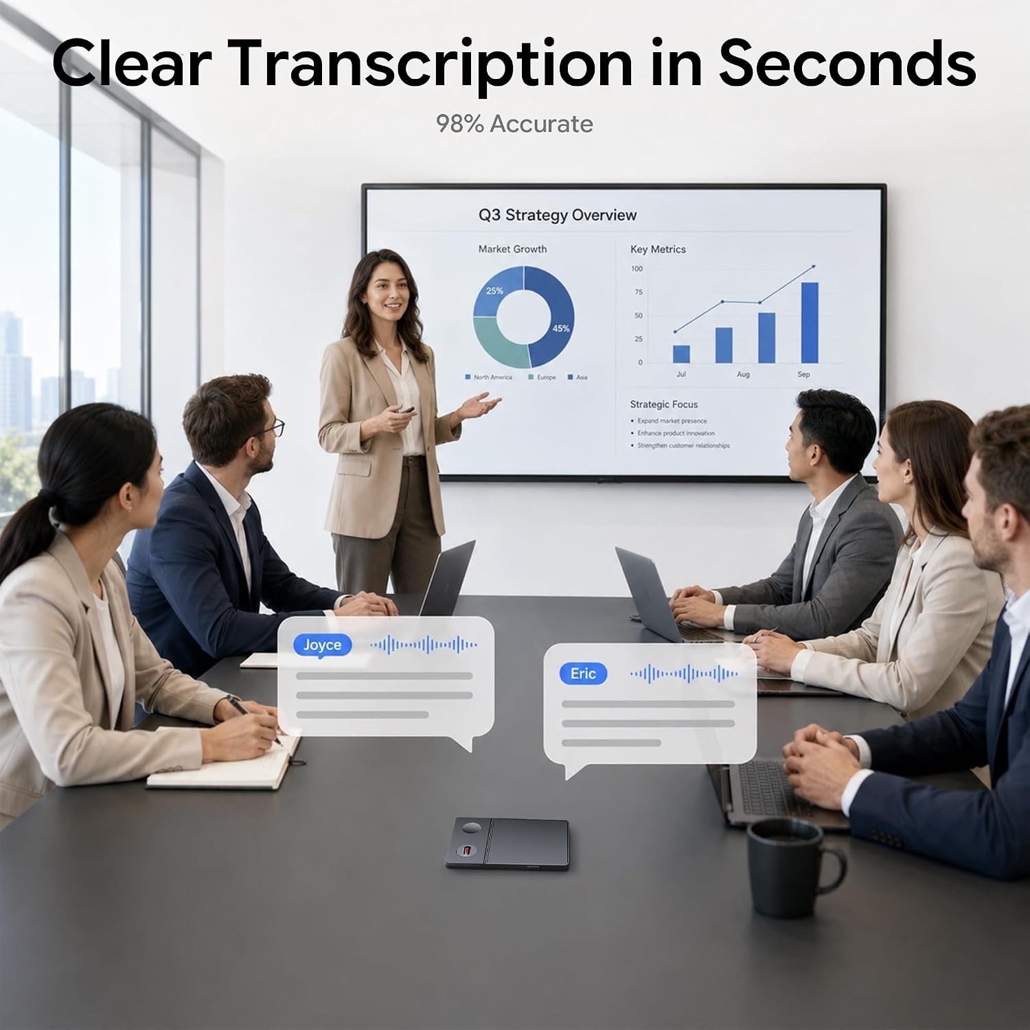 64GB AI GPT Voice Recorder – 4-in-1, Auto Transcription, 126 Languages