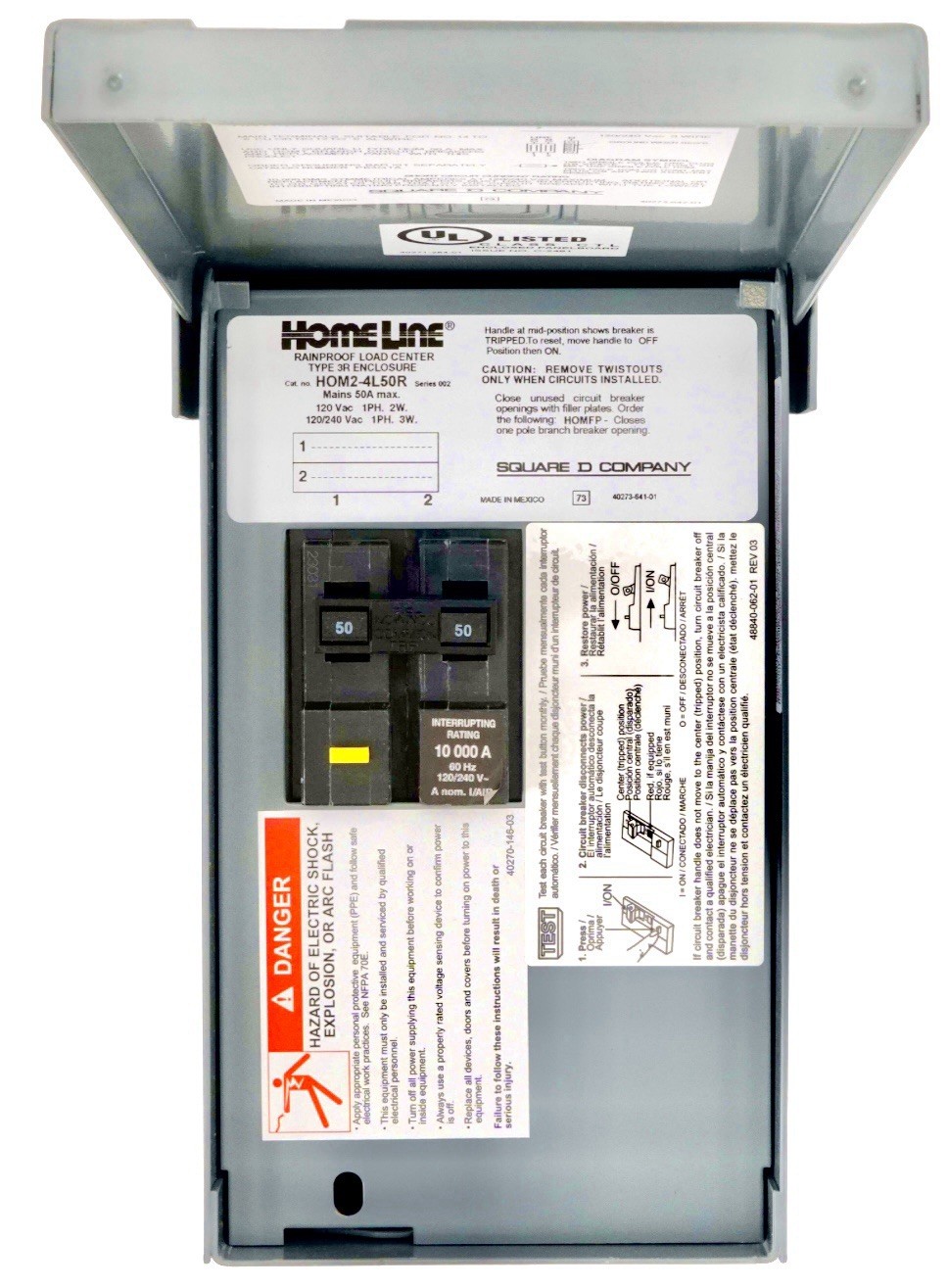50A Outdoor Spa Disconnect with Required GFCI Breaker Homeline HOME250SPA