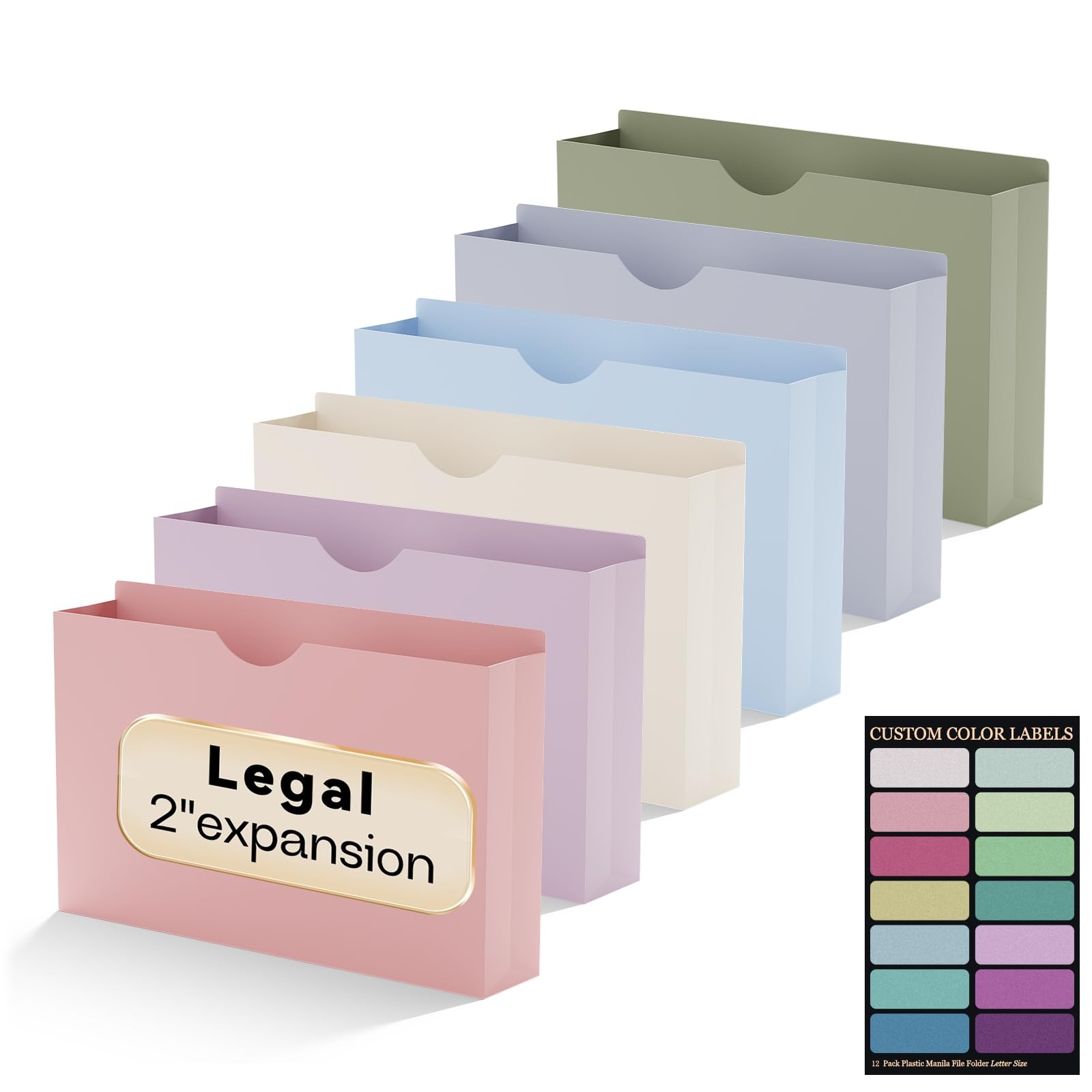 Plastic 2 Inch Manila File Jackets,Legal Size,12 Pack Manilla Pocket Folders,…
