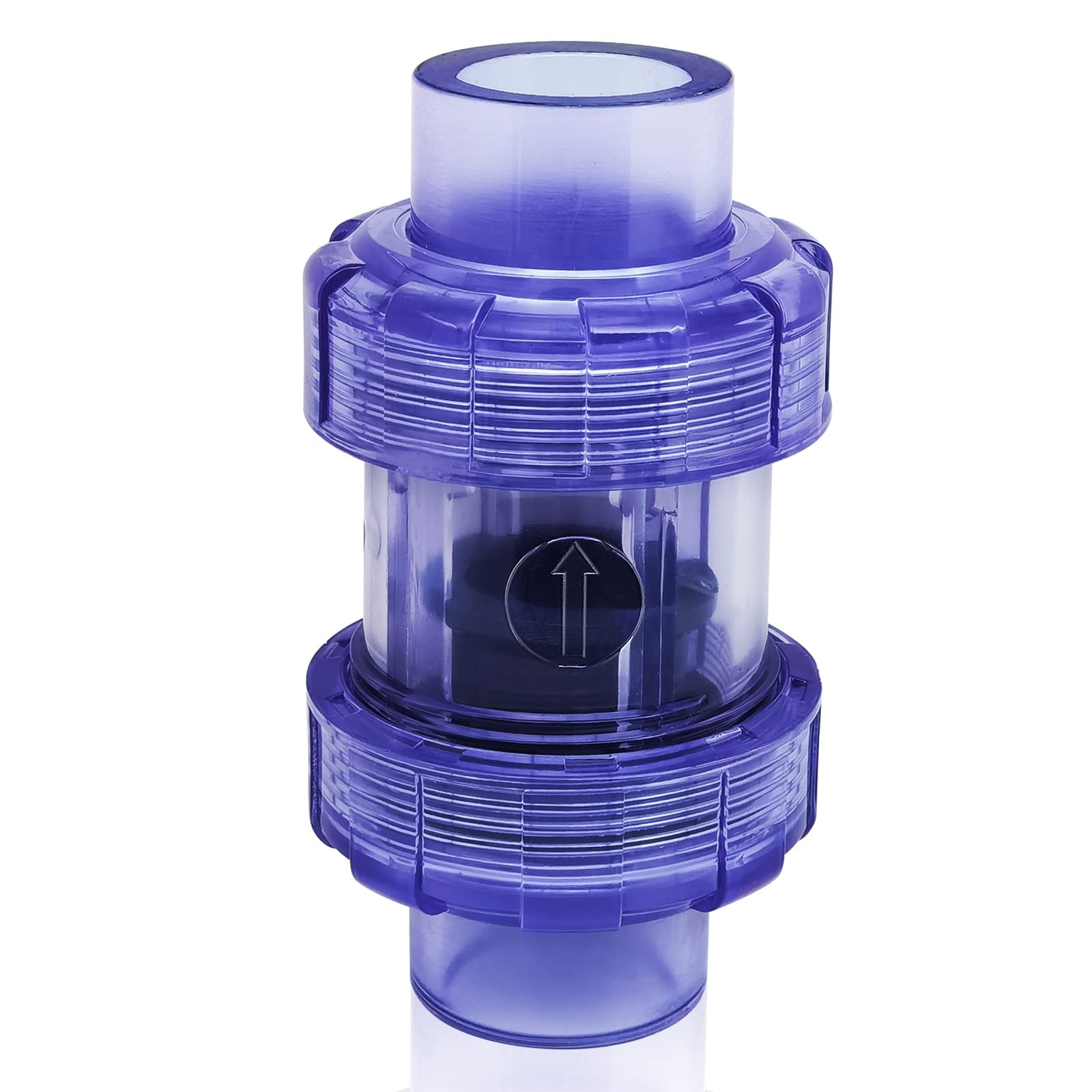 FANOVO 3/4 inch Clear Spring PVC Check Valve, Double Union Slip Inch