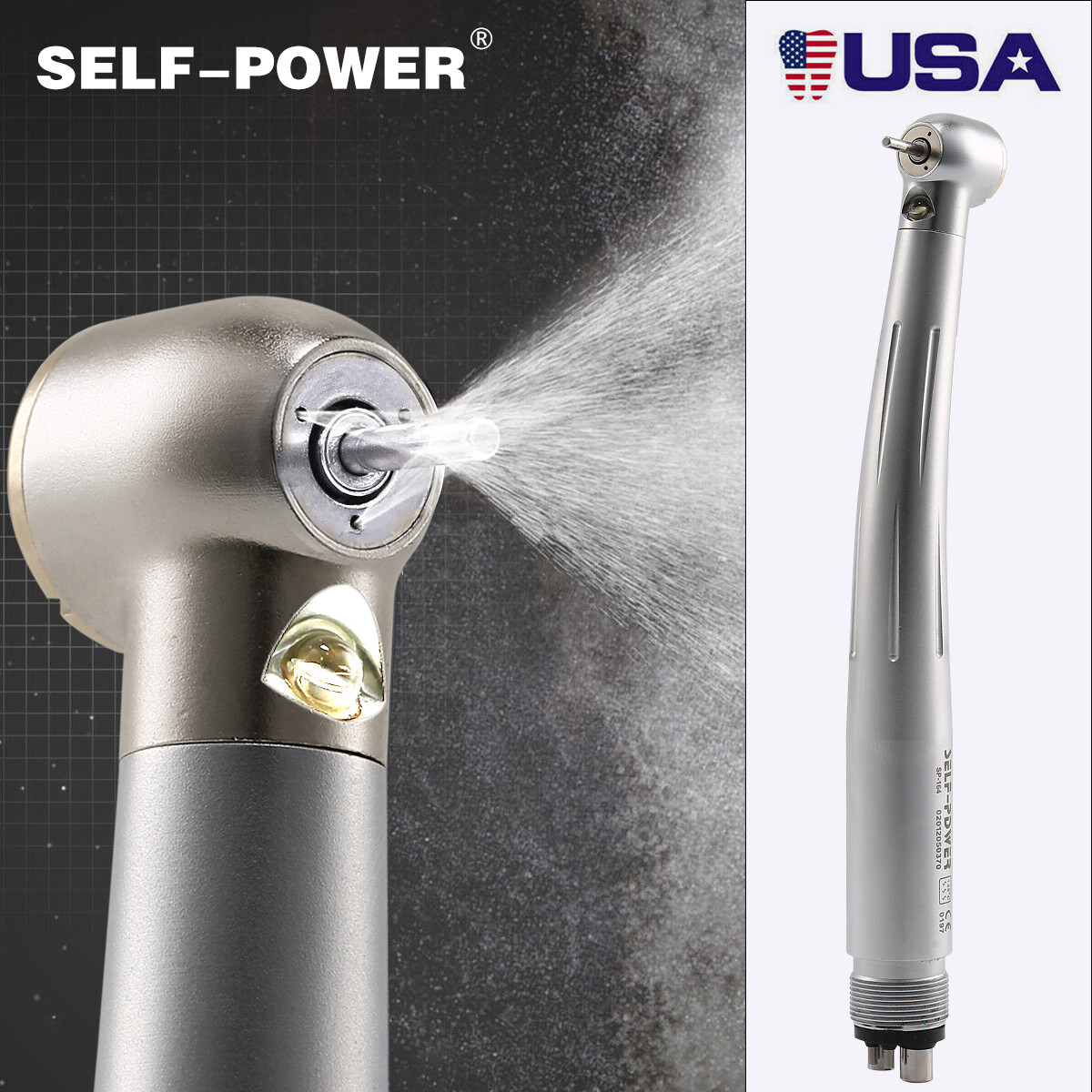 NSK Style Dental Fiber Optic High Speed Turbine Handpiece LED E-generator 4Hole