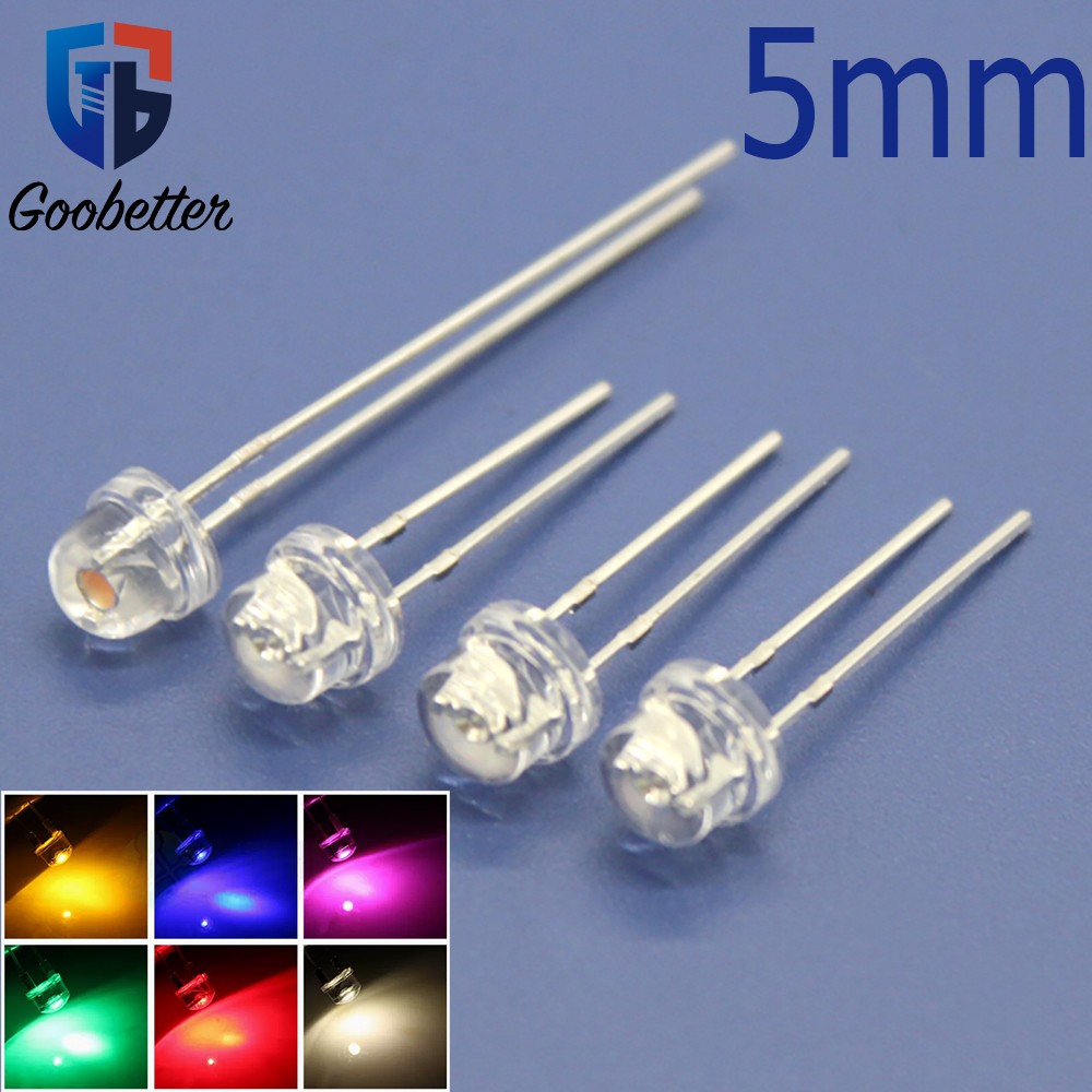 5mm LED Light Emitting Diode Lamp Clear Green Pink Red Blue Yellow Orange Purple