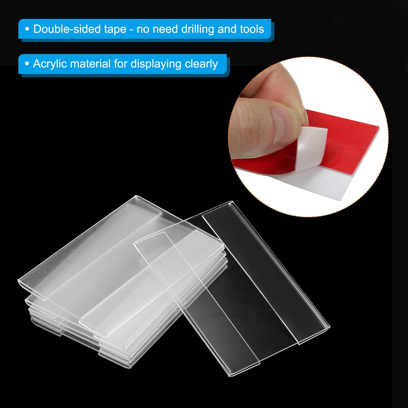 12Pcs 2.5×3.5″ Wall Mount Acrylic Sign Holder with Tape for Office, Clear