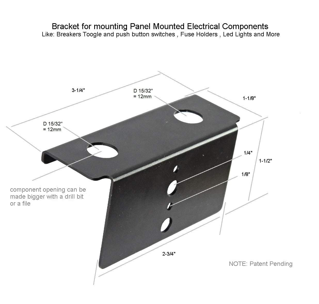 Bracket for Dual Panel Mount Electrical Components like Push Button Circuit Brea