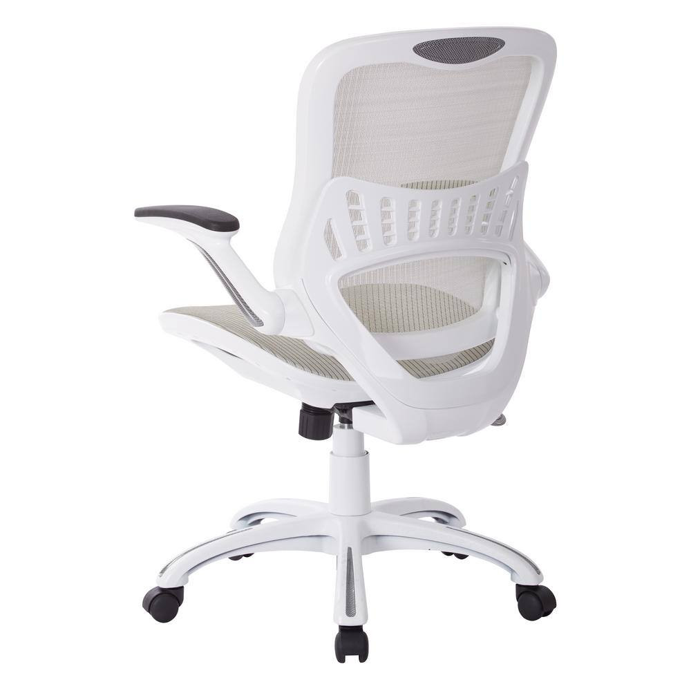 Riley 24.5 In. Wide White Upholstered Ergonomic Office Chair with Adjustable Hei