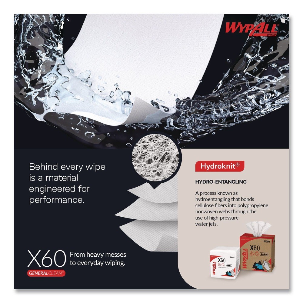 WypAll 34865 X60 12.5″ x 13″ 1/4 Fold General Clean Cloths (76/Bx, 12 Bx/Ct) New