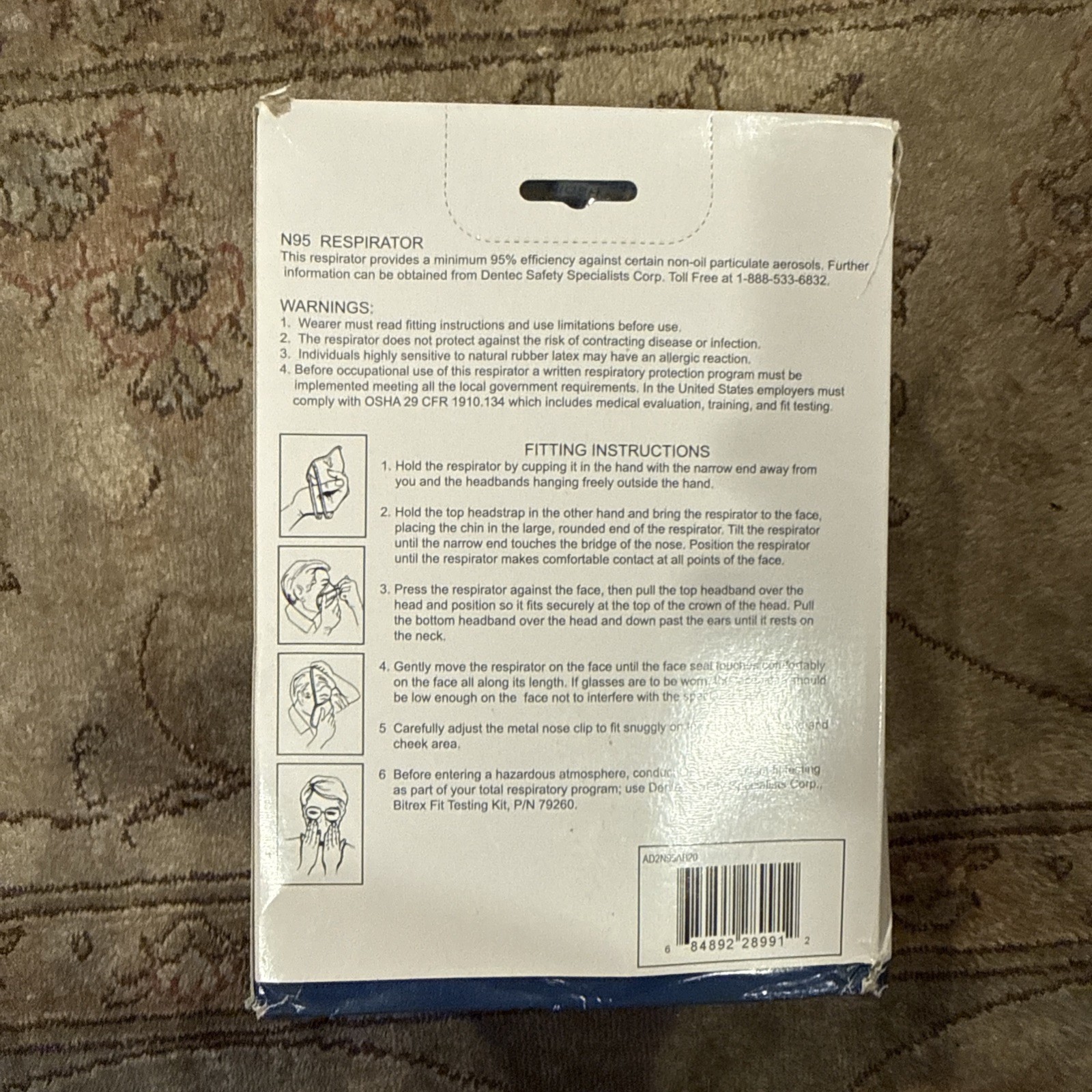 Dentec 8210 N95 Particulate Respirator, 20 Masks Per Box