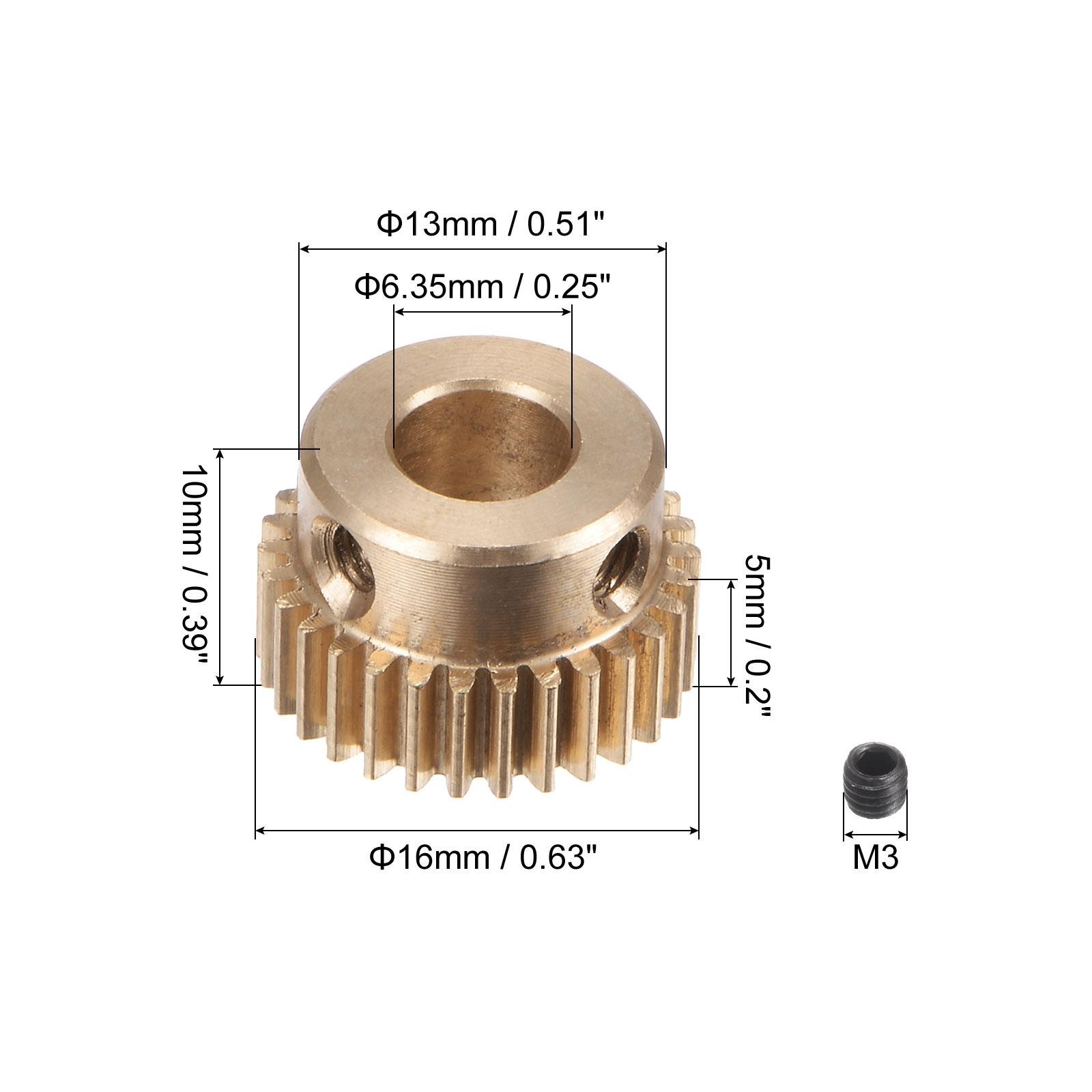 0.5 Mod 30T 6.35mm Bore 16mm Outer Dia Brass Motor Rack Pinion Gear with Screws