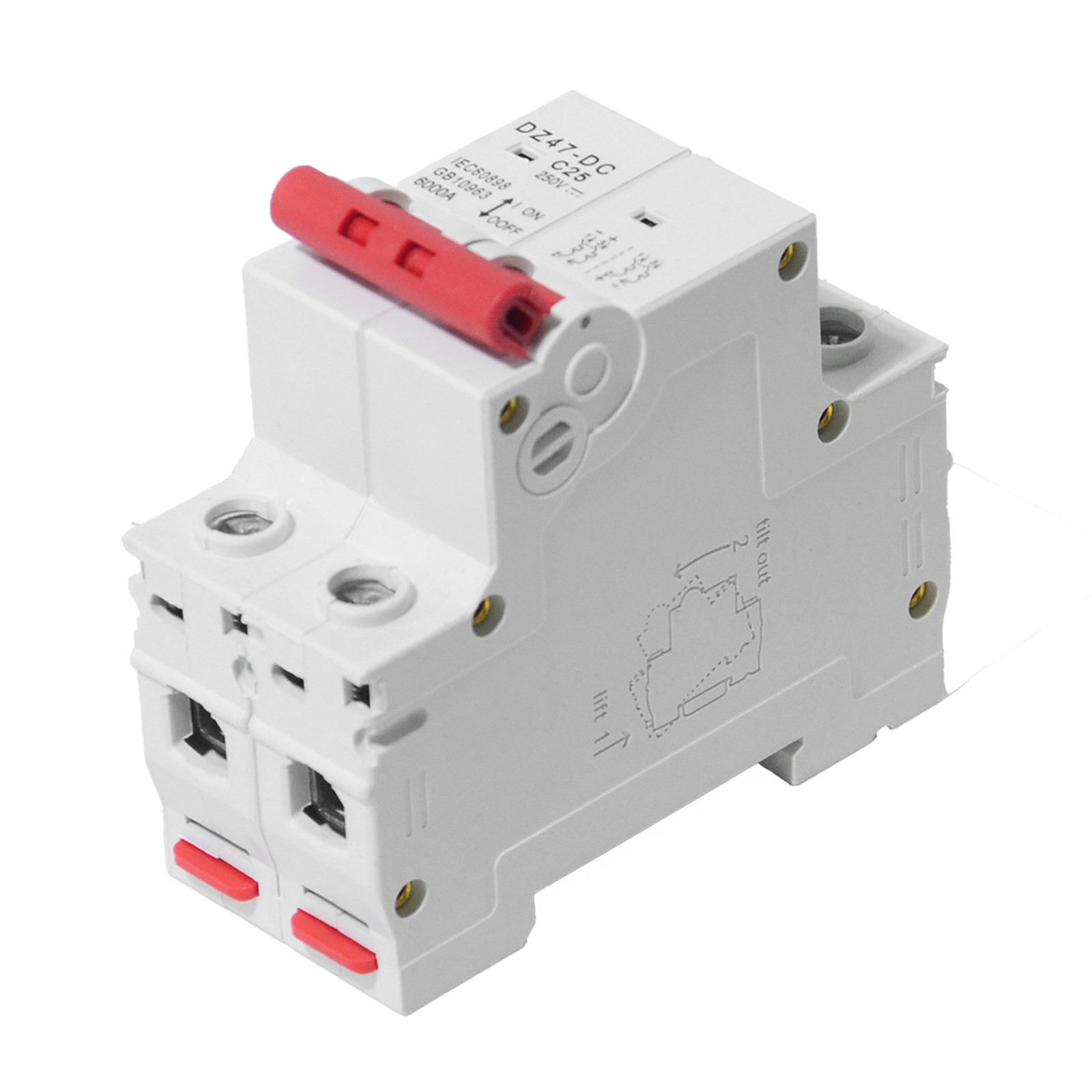2 Pole 25AMP Miniature Mini Circuit Breaker DC MCB Din Rail Air Switch 250/500V