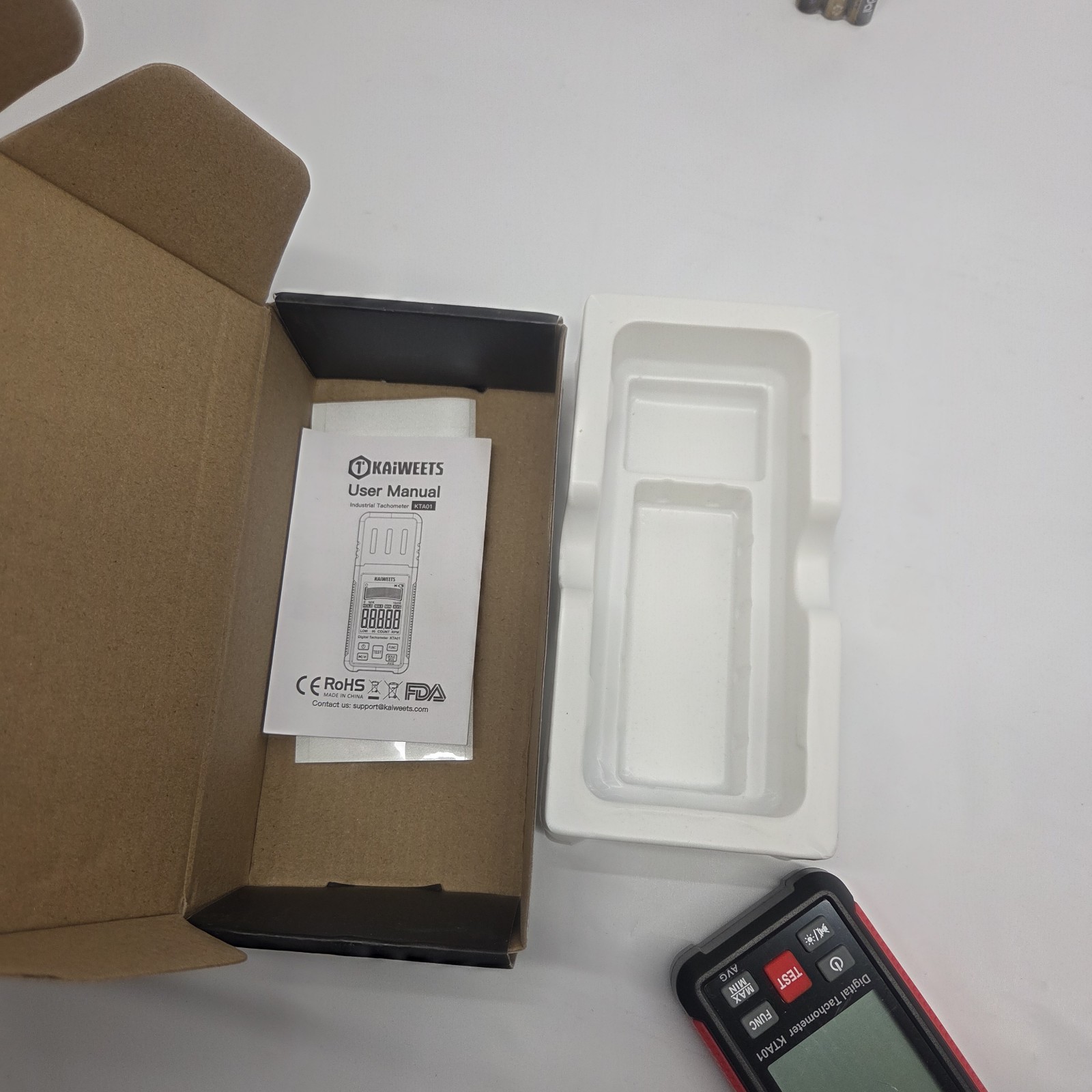 KAIWEETS Non Contact RPM Tachometer with Reflection Tape, 10-99999 RPM KTA01