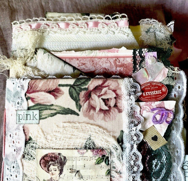 Handmade Shabby Chic Layered Junk Journal – Romantic Floral Scrapbook Diary Book