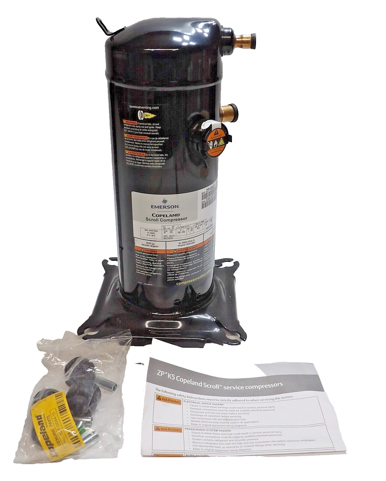Copeland ZP16K5E-PFV-830 Scroll Compressor 208-230V 1Ph 60Hz 15,500 BTU – NEW!