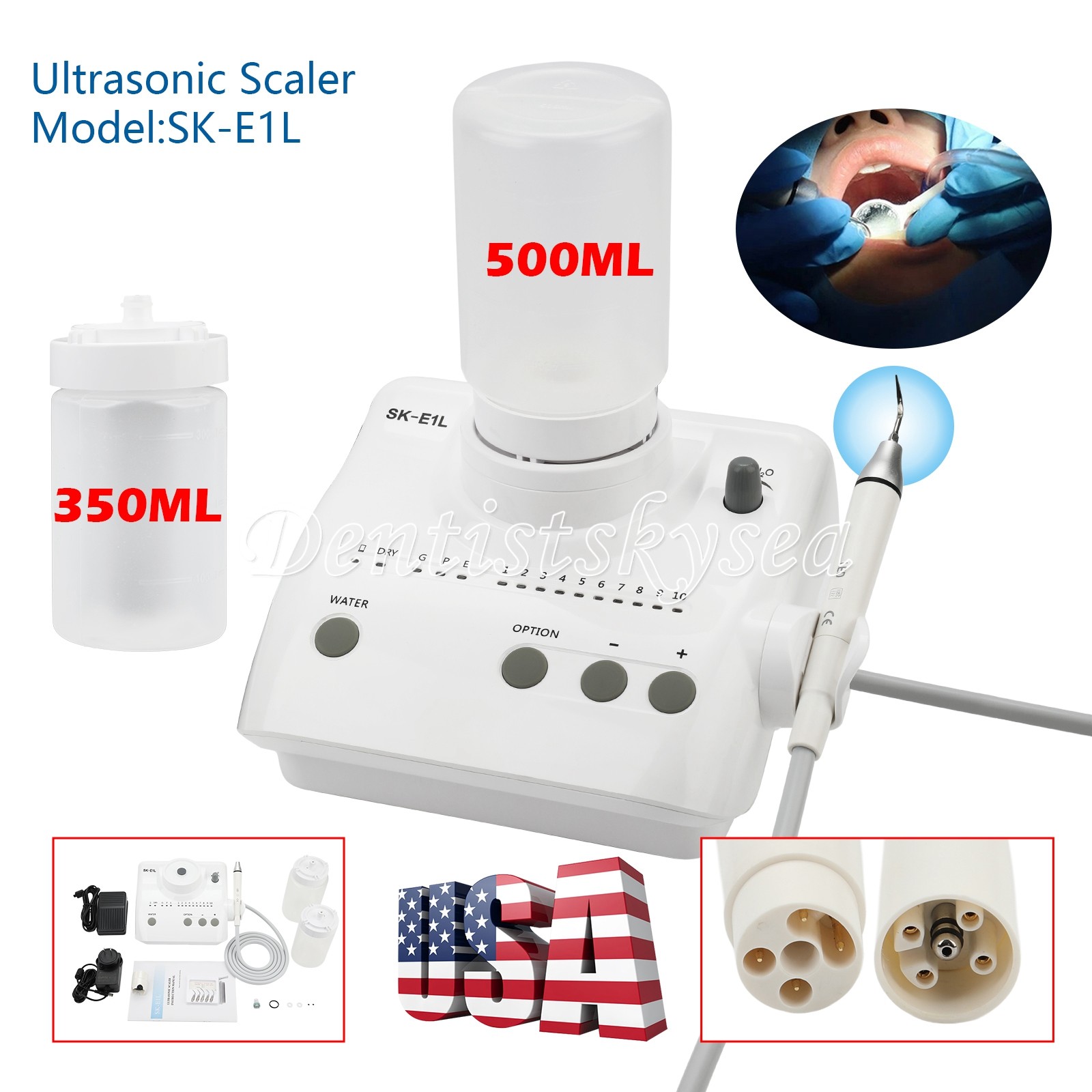 Dental SK-E1L LED Handpiece Ultrasonic Piezo Scaler Fit EMS Cavitron LED