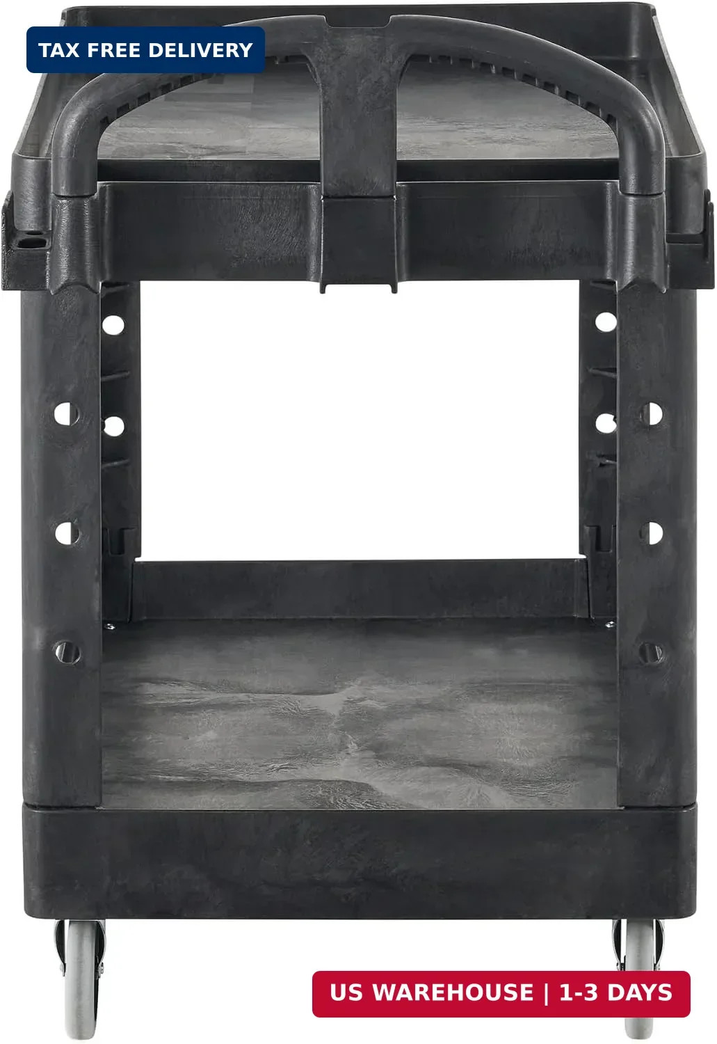 2-Shelf Utility/Service Cart, Medium, Black, Lipp