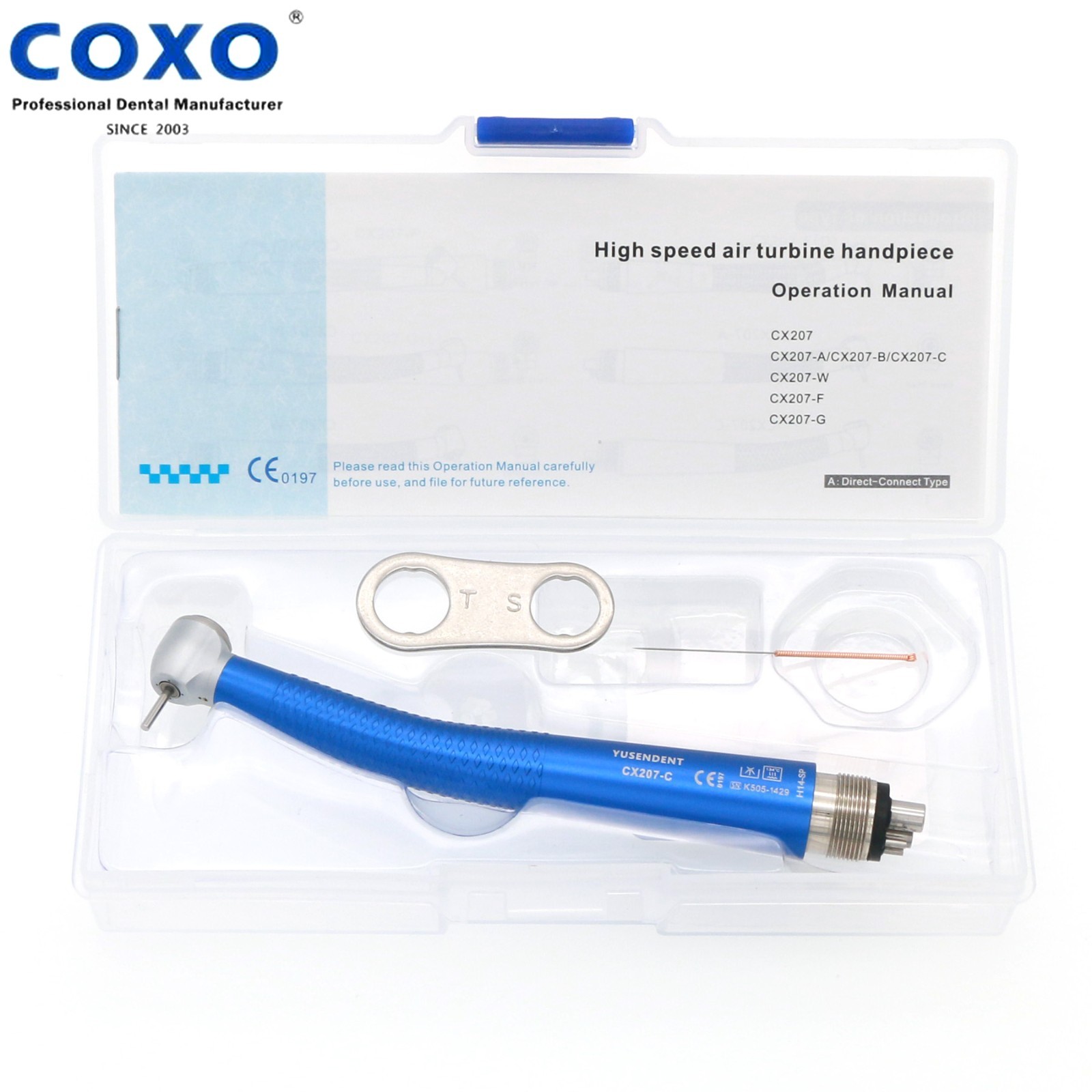 US COXO Dental CX207-C H14 High Speed Air Turbine Colorful Handpiece 4 Hole M4